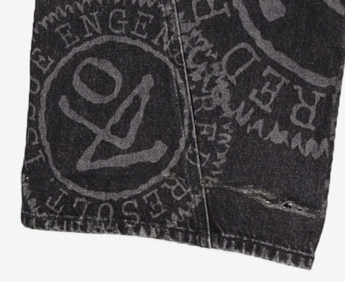 애드오프(ADDOFF) LOGO PRINTED DENIM PANTS BLACK M