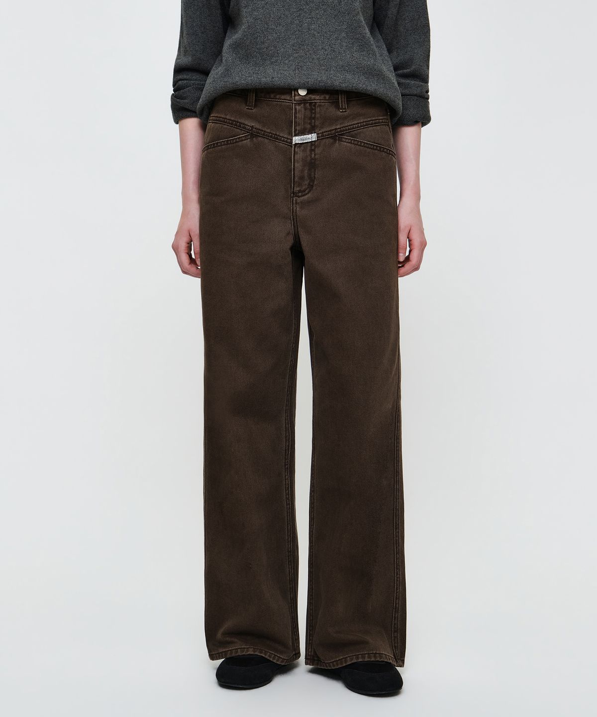 마리떼 프랑소와 저버(MARITHÉ + FRANҪOIS GIRBAUD) W X-POCKET SEMI-WIDE DENIM PANTS brown