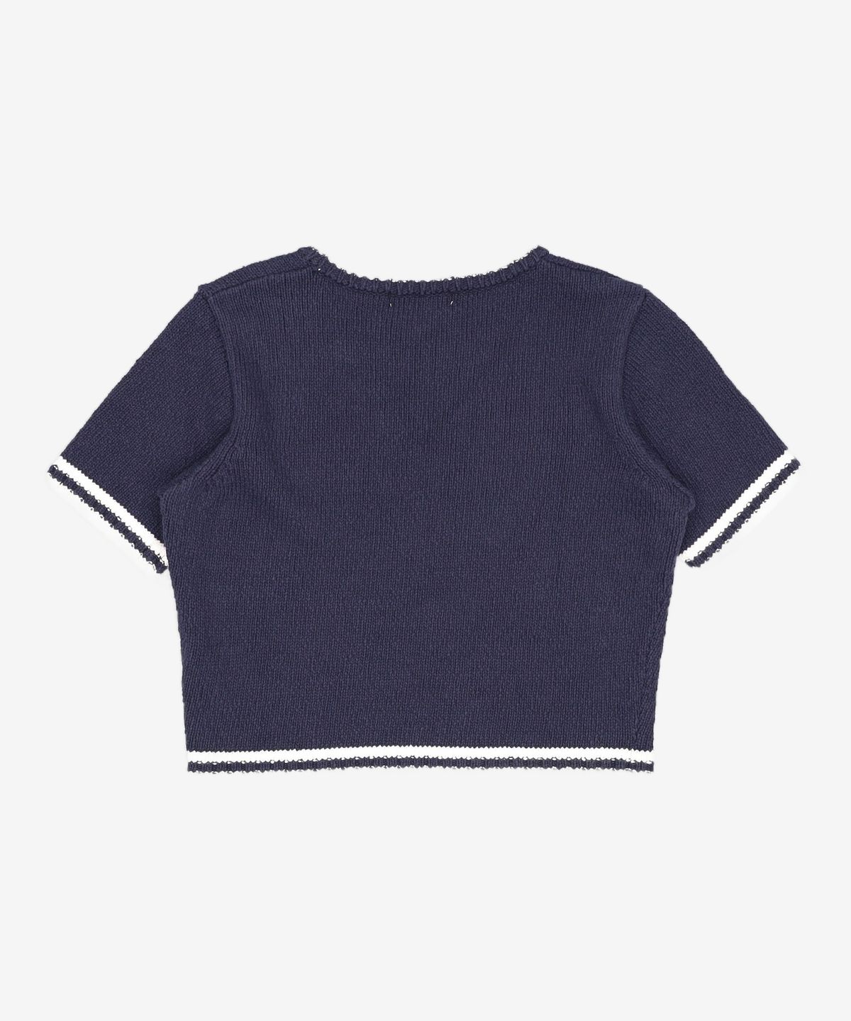 어몽(AMONG) A POPCORN LINE KNIT TOP_NAVY S