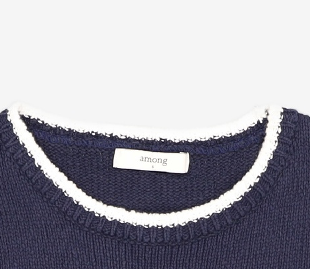 어몽(AMONG) A POPCORN LINE KNIT TOP_NAVY S