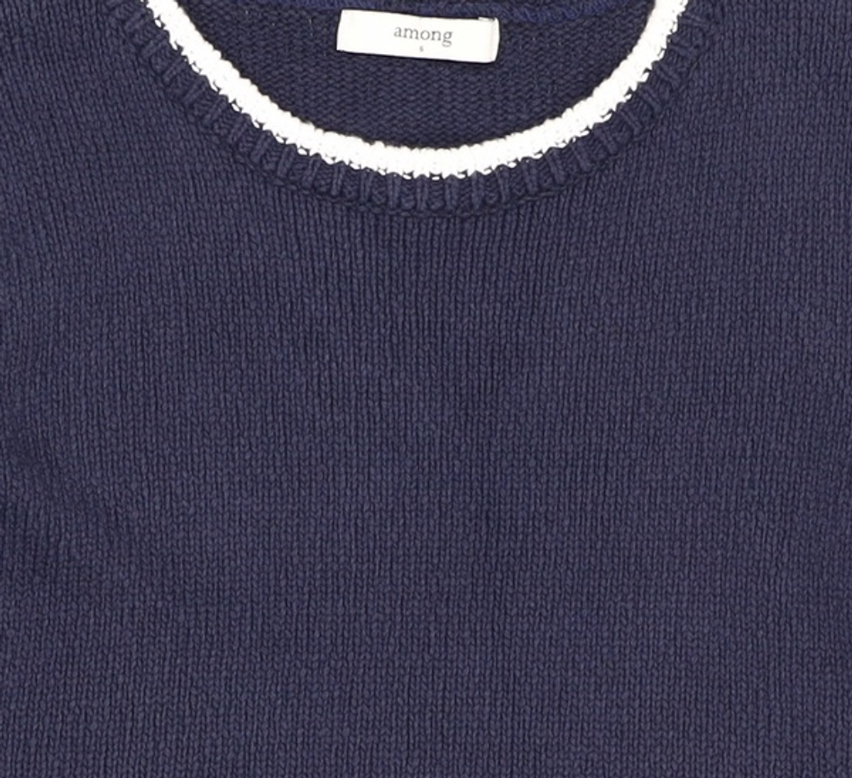 어몽(AMONG) A POPCORN LINE KNIT TOP_NAVY S