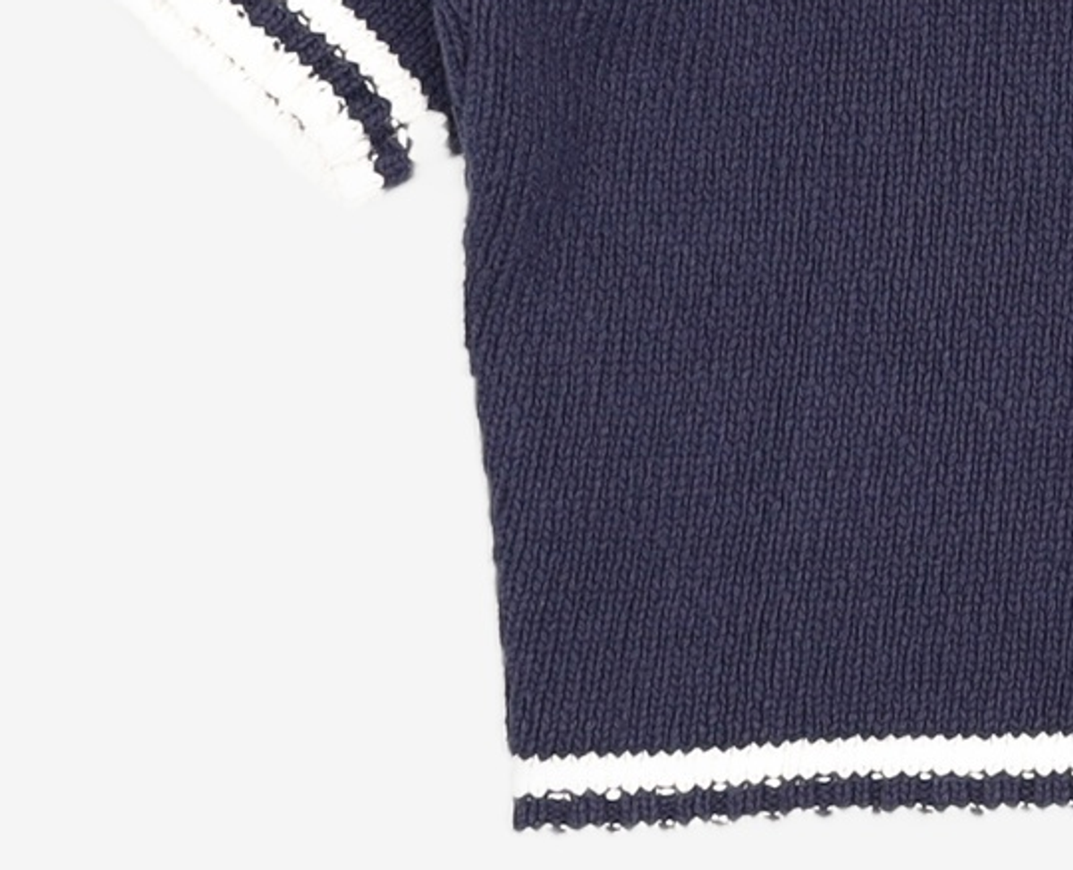 어몽(AMONG) A POPCORN LINE KNIT TOP_NAVY S