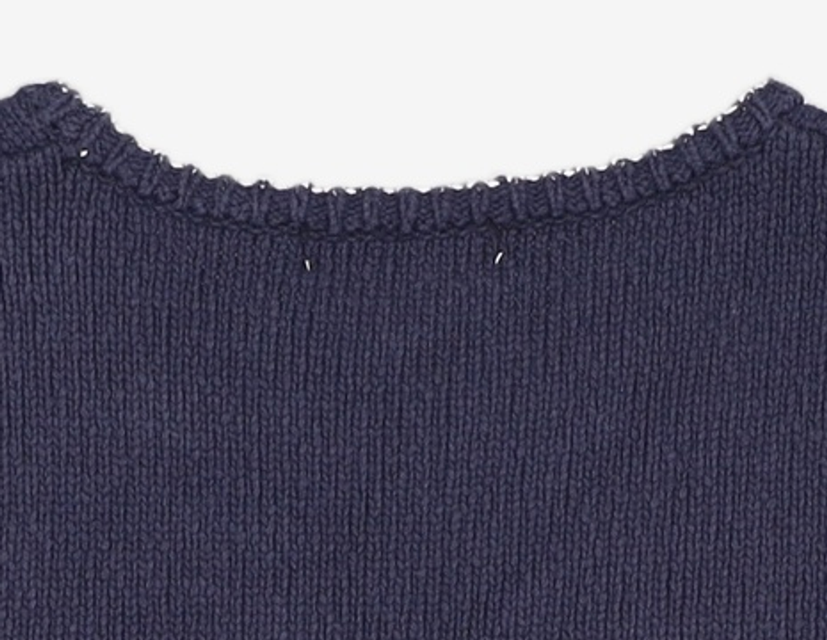 어몽(AMONG) A POPCORN LINE KNIT TOP_NAVY S