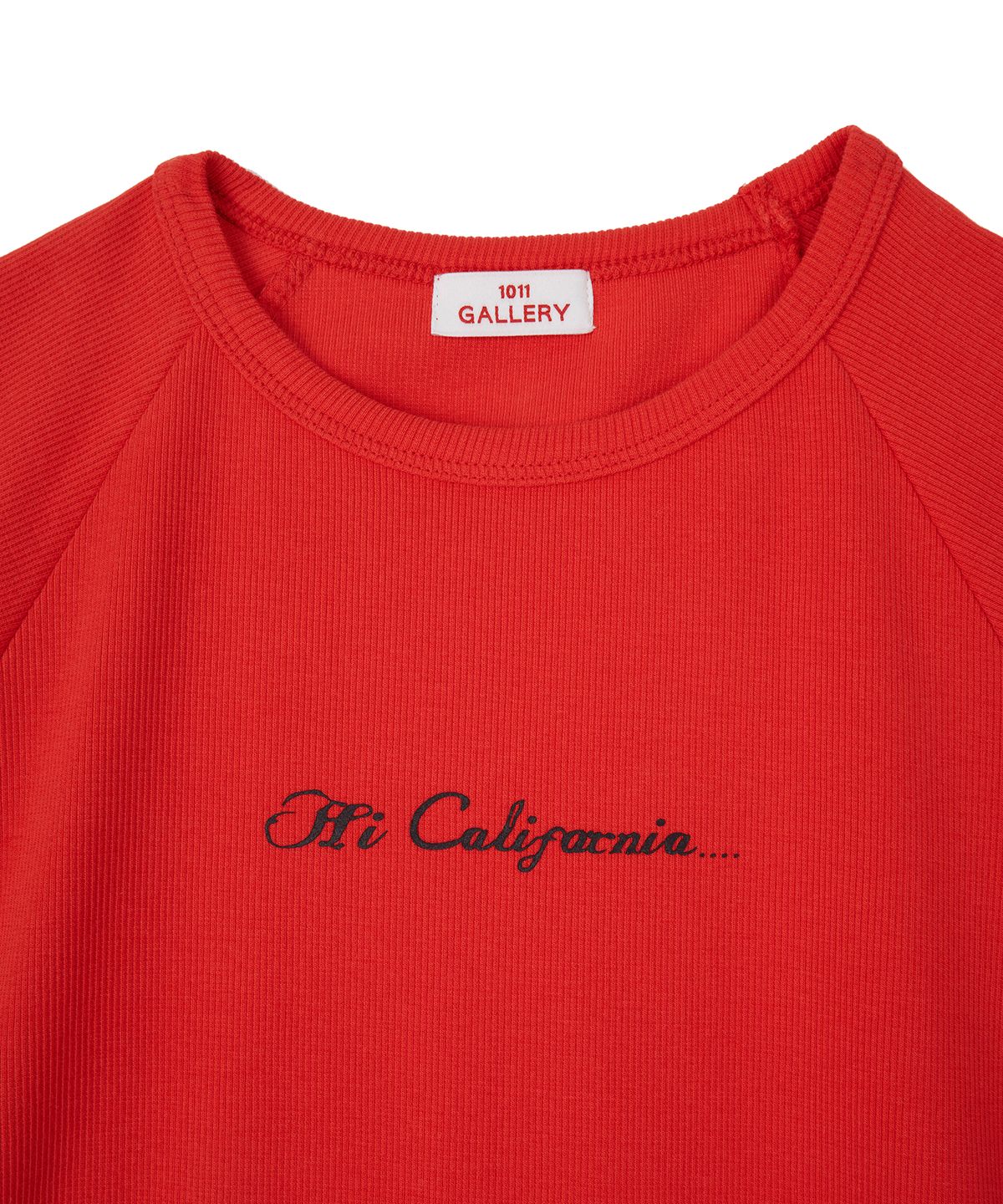 1011갤러리(1011 GALLERY) Woman Hi California Raglan T-Shirts - Red
