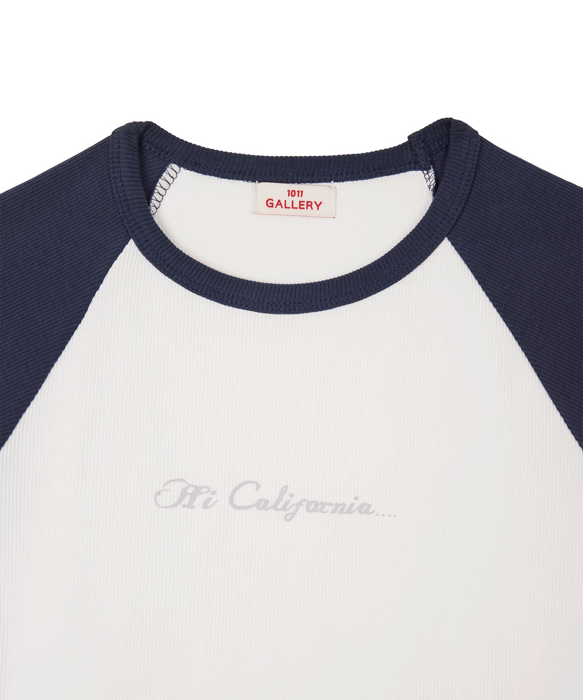 1011갤러리(1011 GALLERY) Woman Hi California Raglan T-Shirts - Whit/Navy