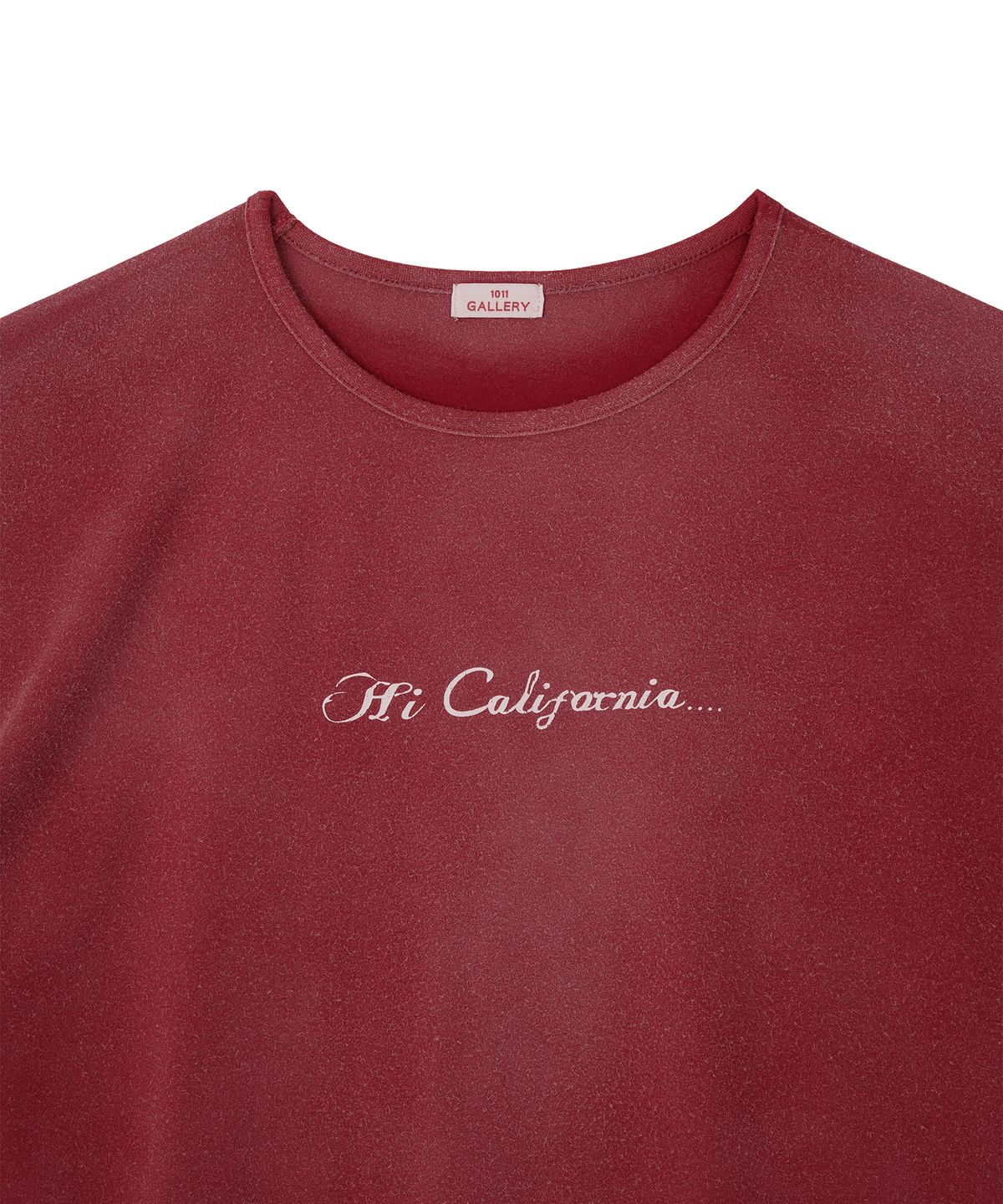 1011갤러리(1011 GALLERY) Hi California Washed T-Shirts - Dark Red