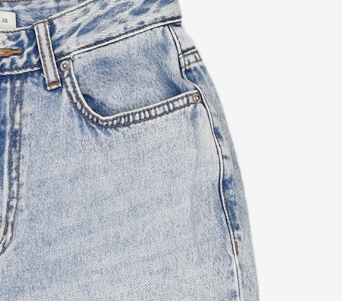 미쏘(MIXXO) 밑단 옆슬릿 구제 롱와이드핏 데님 MIWTJD434J 26