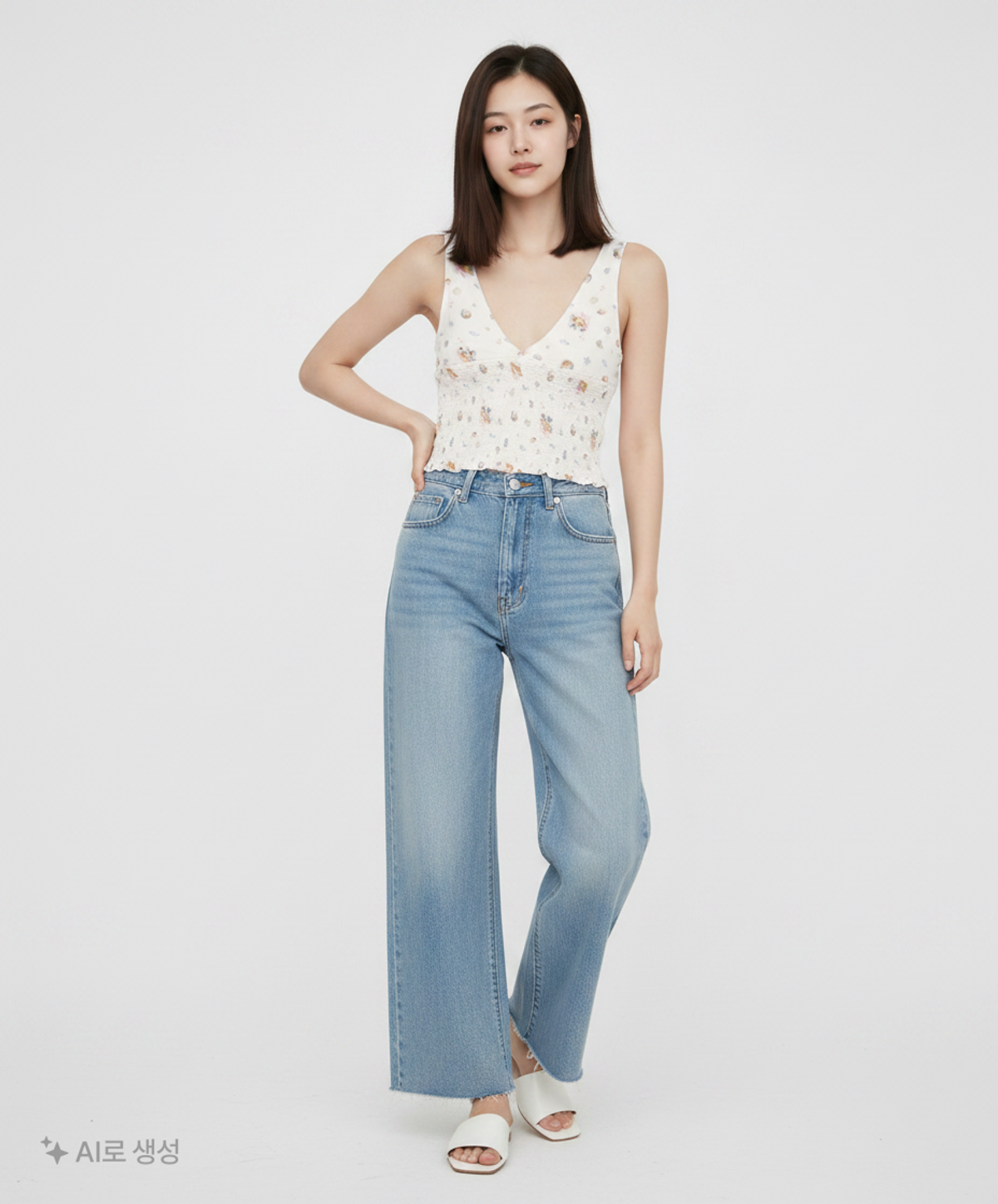 글로니(GLOWNY) DEEP DIVE SLEEVELESS (WHITE MELANGE) S