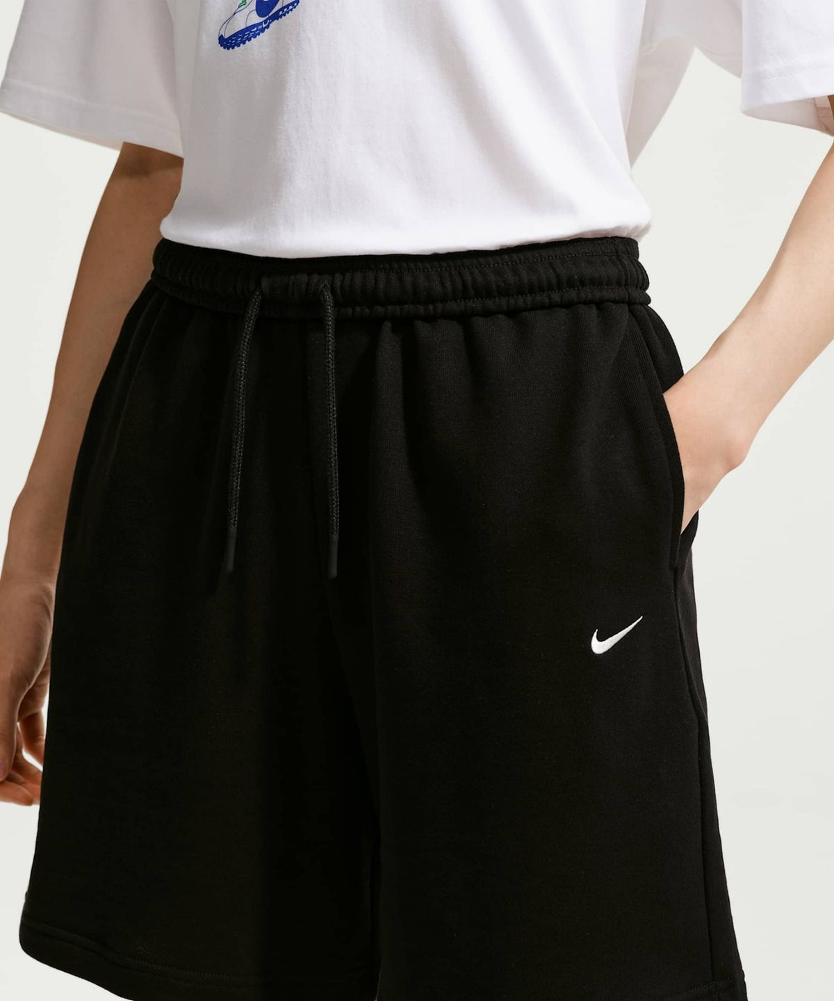 나이키(NIKE) 스튜디오 플리스 라이트웨이트 프렌치 테리 오버사이즈 하이라이즈 쇼츠 W - 토탈 블랙:세일 / IV4767-001