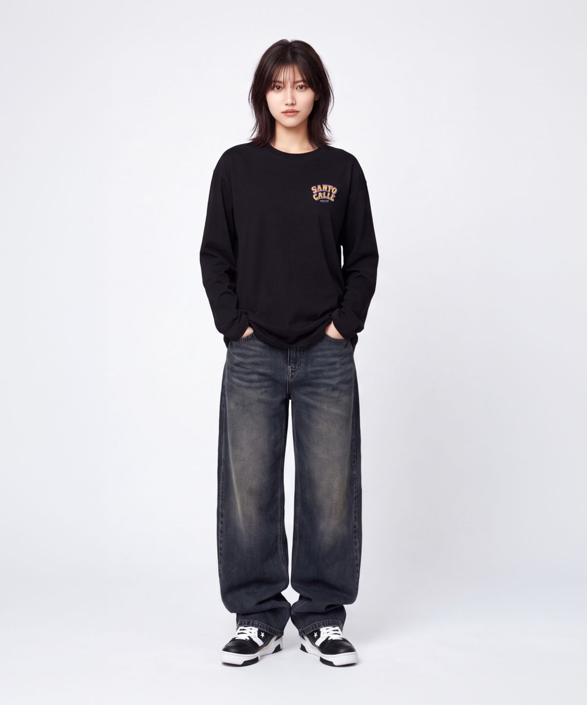 산토칼레(SANTO CALLE) 산토 칼레 루차 액션 오버핏 롱슬리브 (블랙)