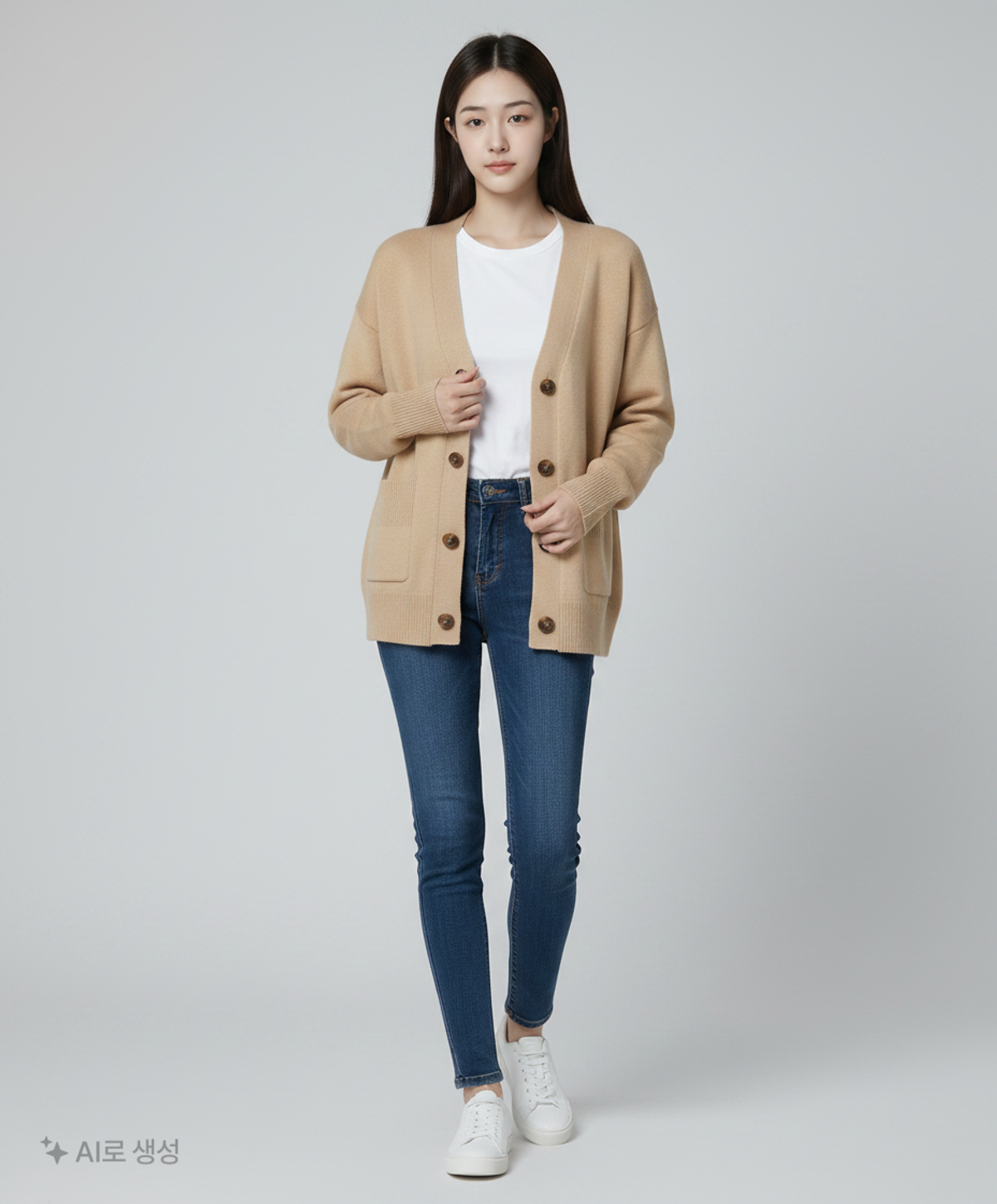 우마뭉(UMARMUNG) Combed merino jacquard vneck cardigan_Bechamel L