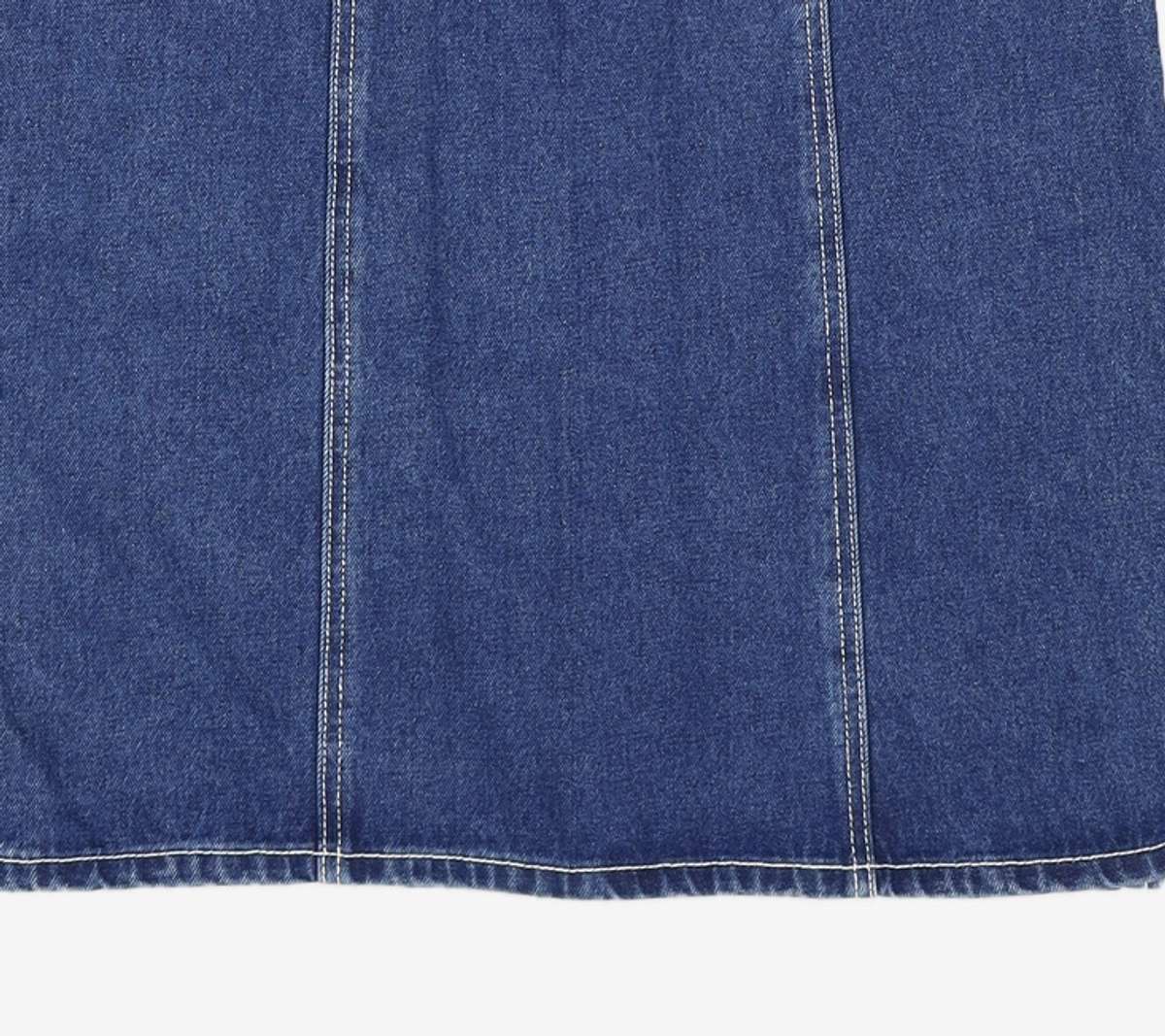 오아이오아이 컬렉션(OIOI COLLECTION) LEATHER MIXED DENIM ONEPIECE [BLUE] M