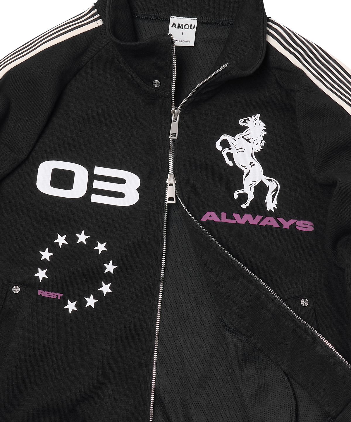 아모우(AMOU) AMOU Horse Track Jacket BLACK