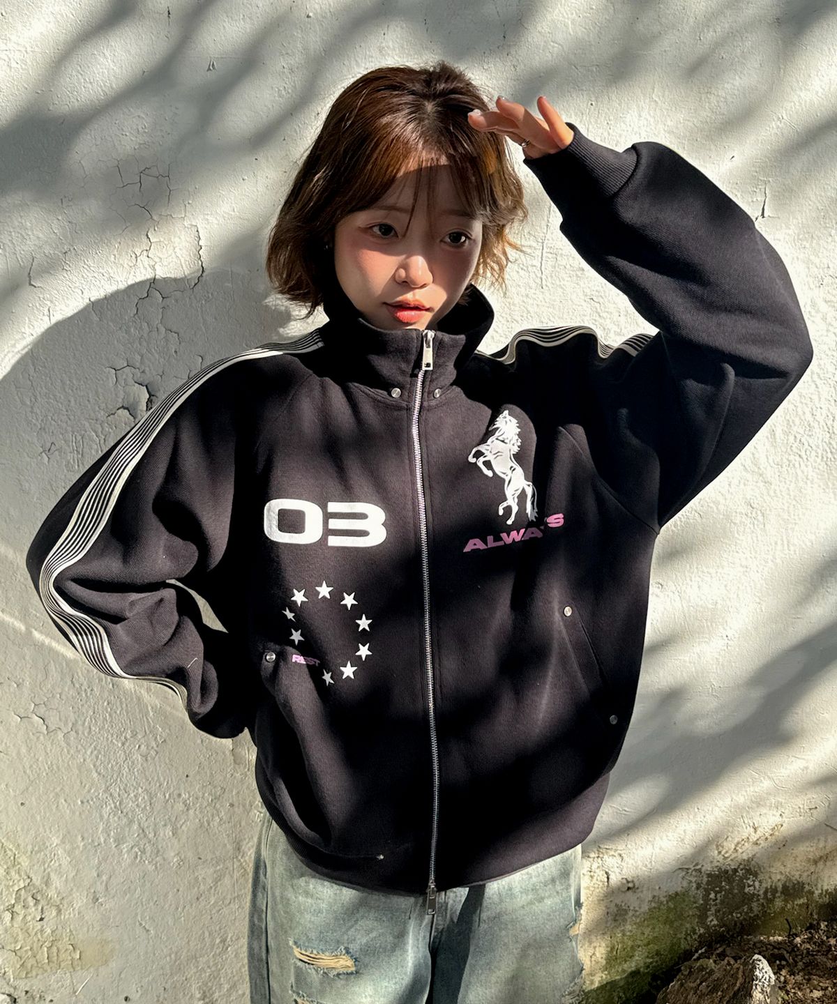 아모우(AMOU) AMOU Horse Track Jacket BLACK
