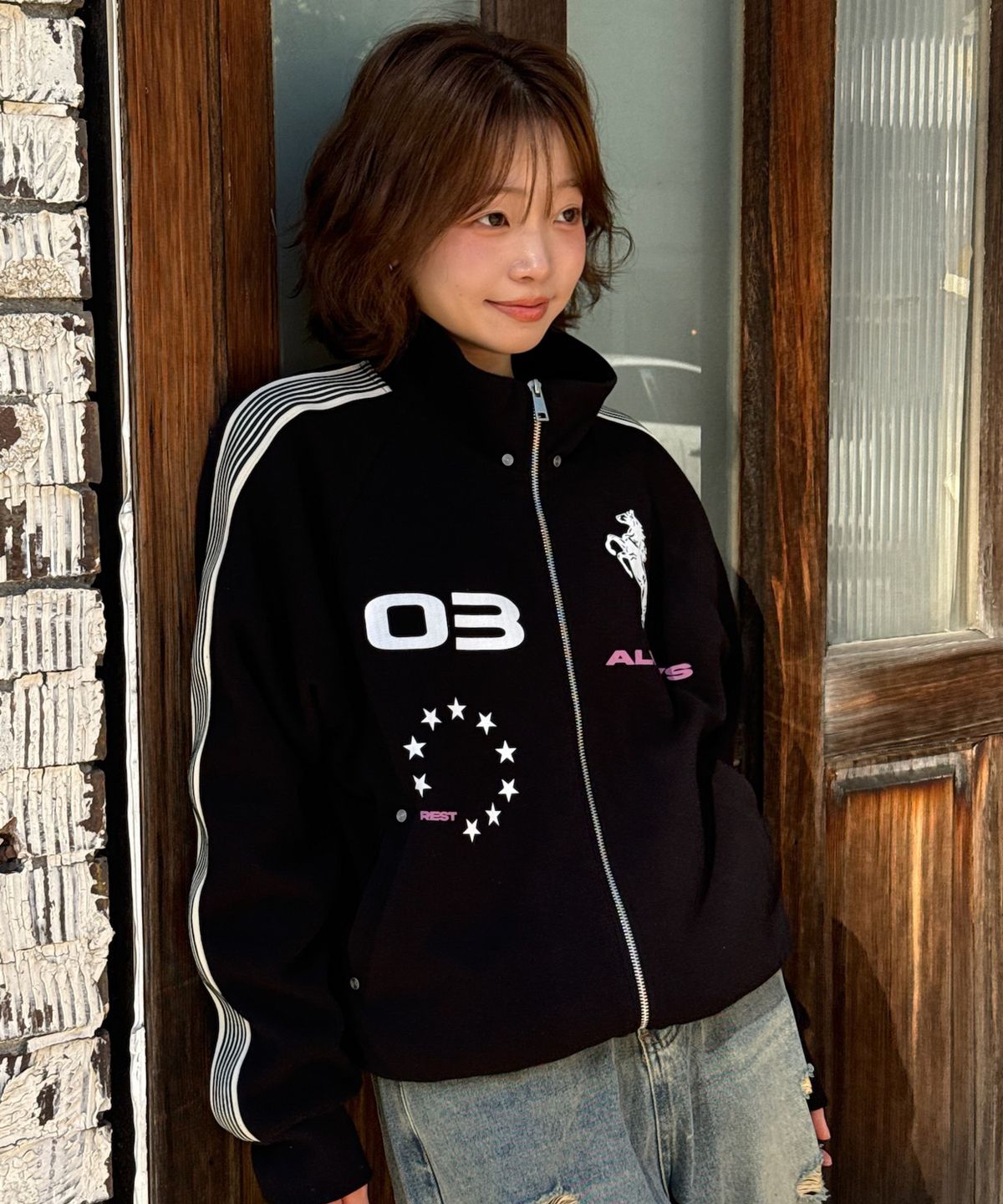 아모우(AMOU) AMOU Horse Track Jacket BLACK
