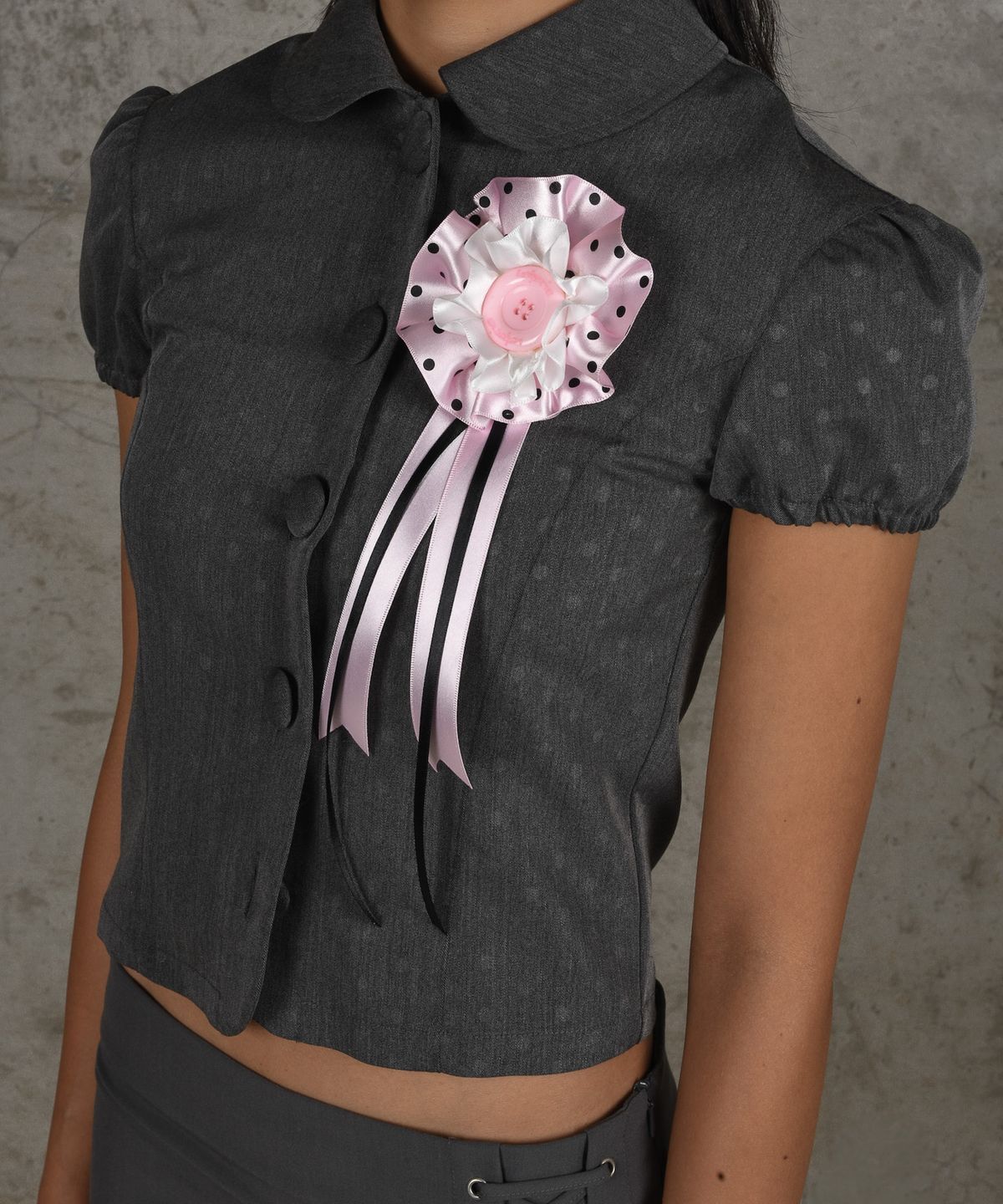 카이야(KAIYA) Rosalia puff shirt jacket (rosette set) gray