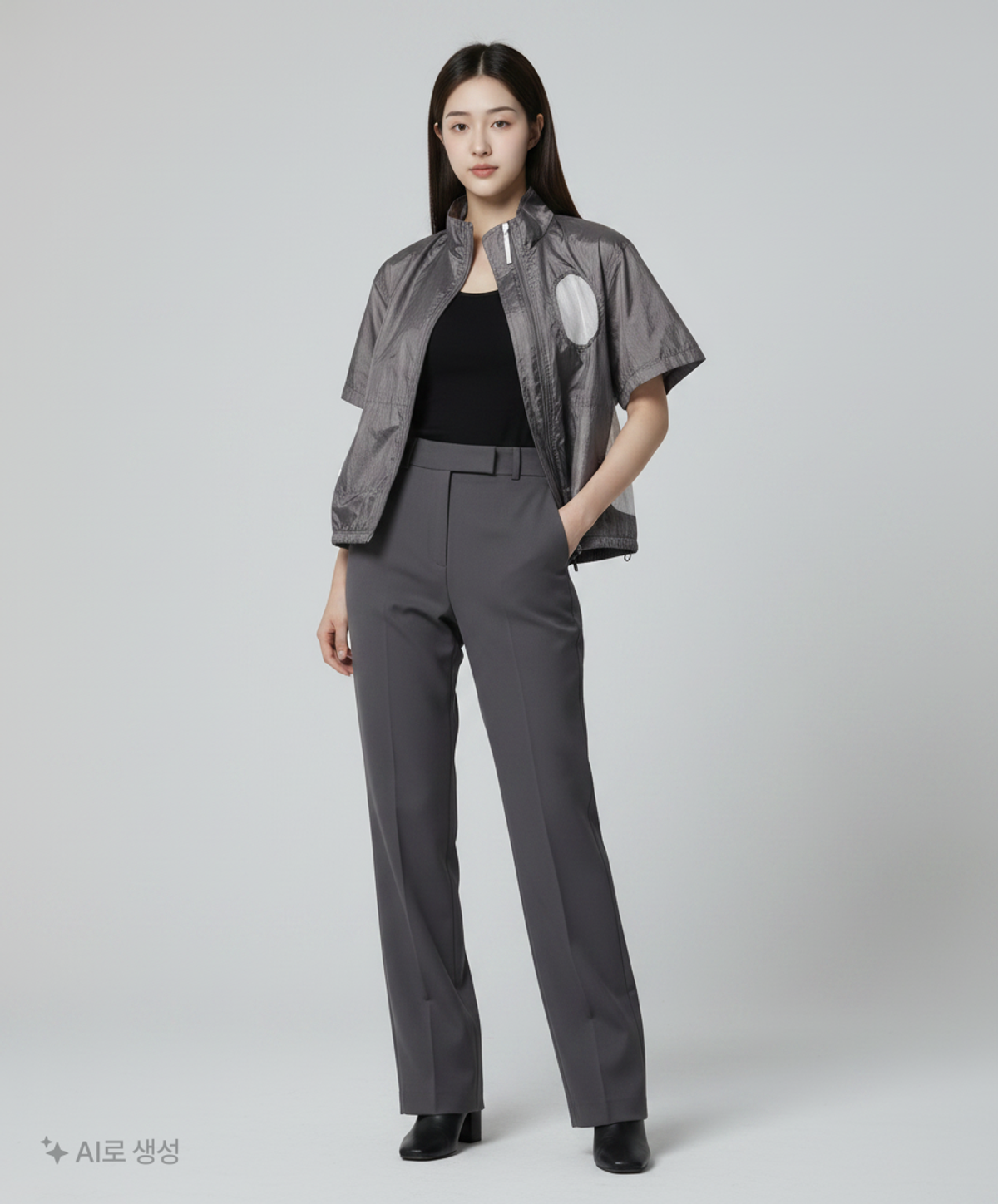 웰빙익스프레스(WELLBEING EXPRESS) Meshhole Nylon Zip Up Black S