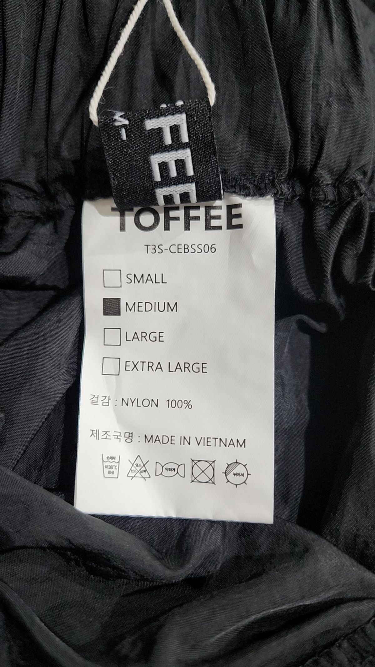 토피(TOFFEE) 크런치 이지 밴딩 스트링 스커트 (BLACK) M