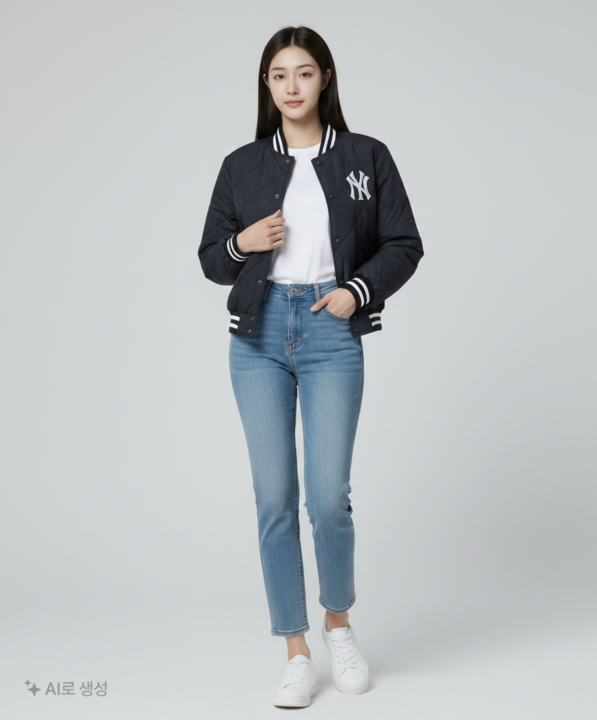 엠엘비(MLB) 여성 바시티 다이아퀼팅 립 크롭 패딩자켓 NY (Black) S
