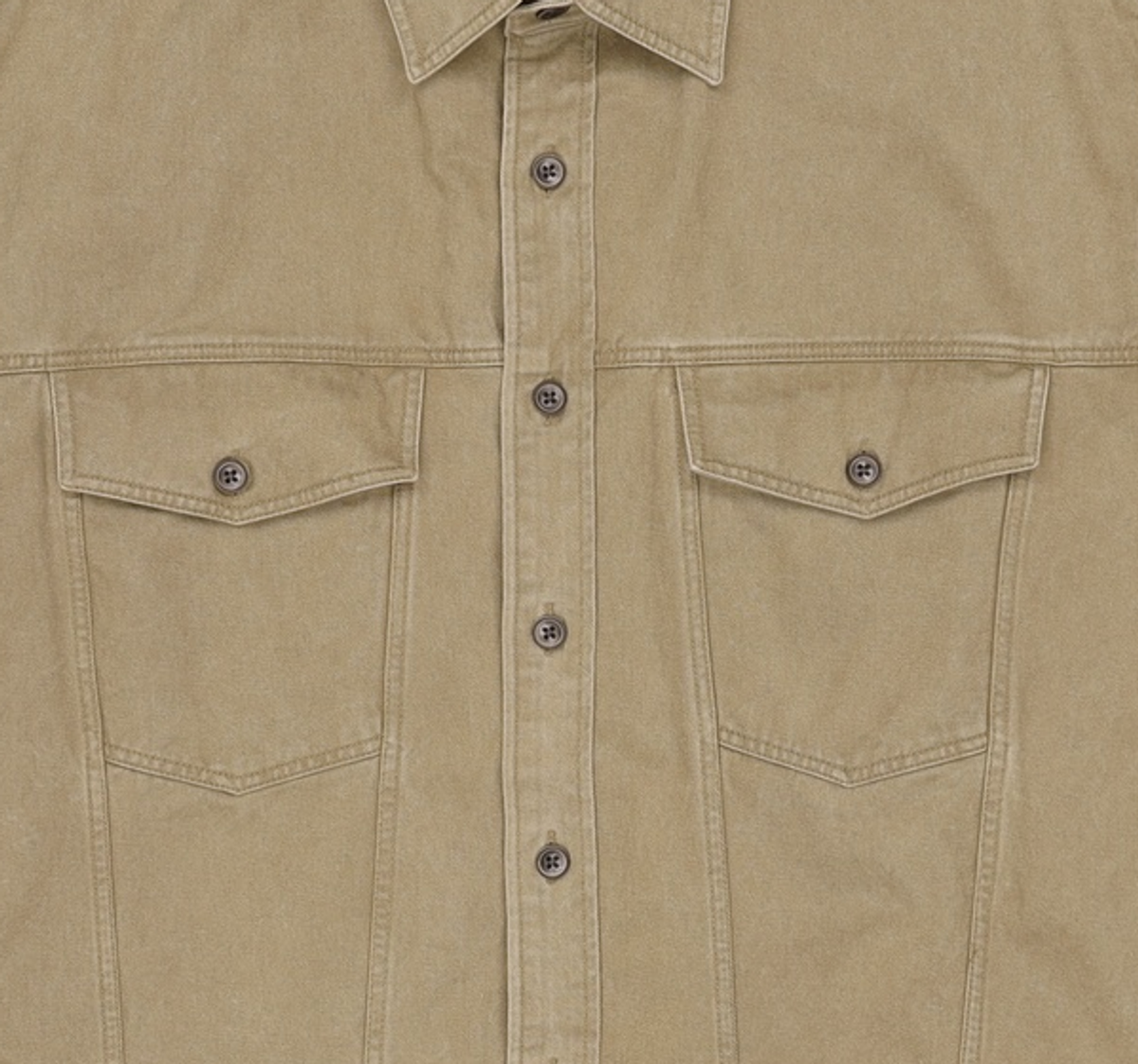프리즘웍스(FRIZMWORKS) FADED COTTON TRUCKER SHIRT _ KHAKI M
