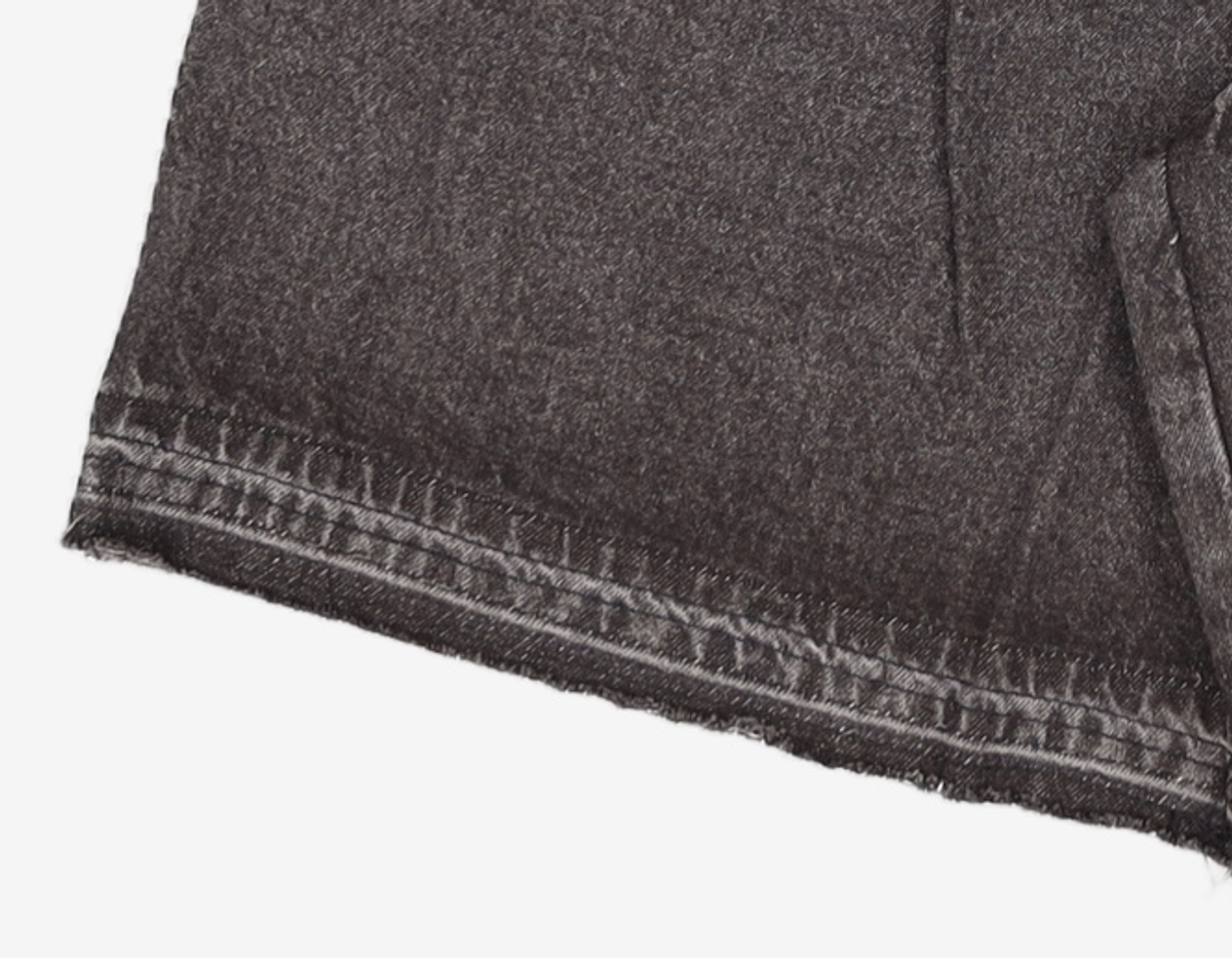 노매뉴얼(NOMANUAL) TWO TUCK DENIM SHORTS - CHARCOAL 90