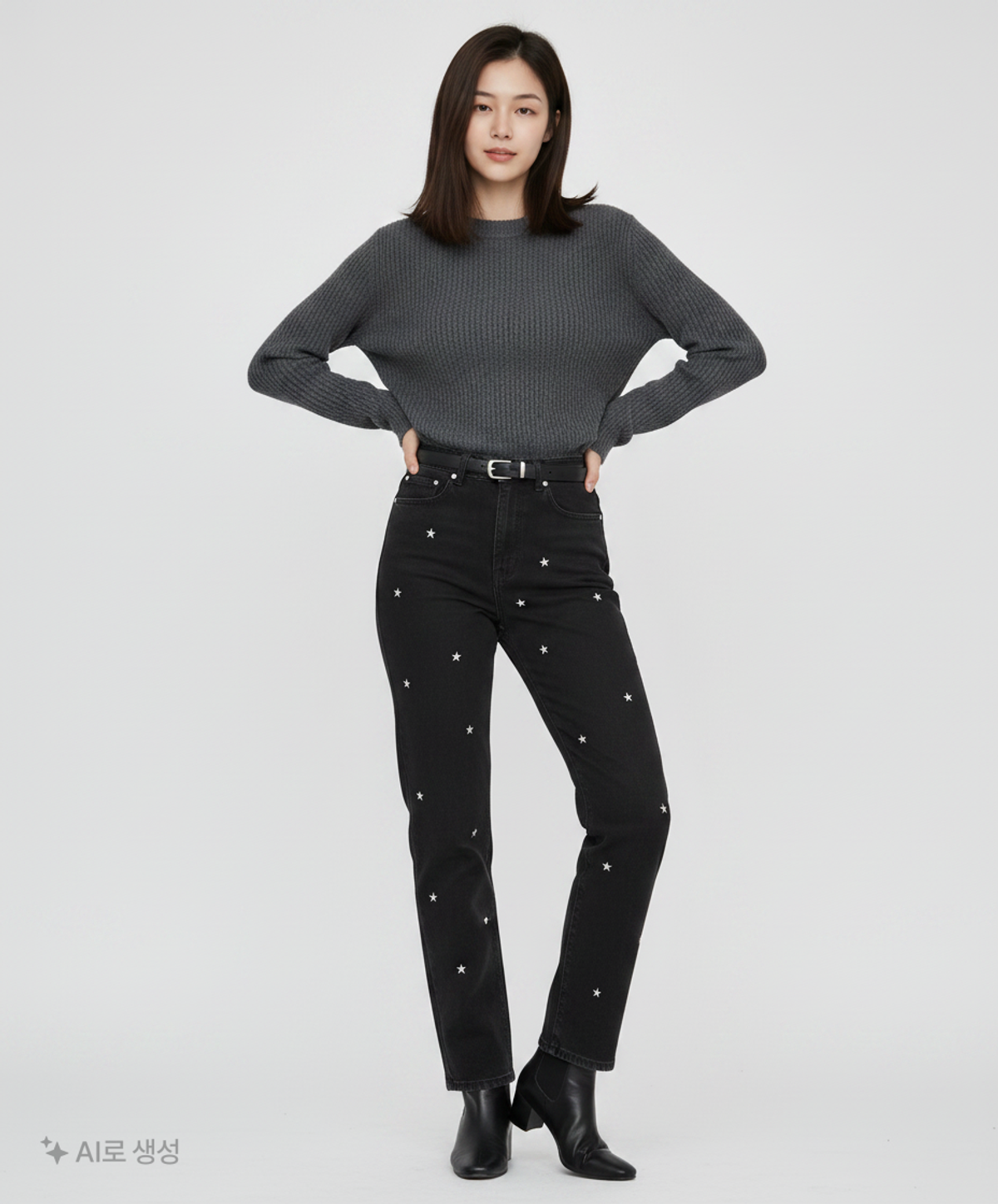 데이지신드롬(DAISY SYNDROME) STRAIGHT STAR DENIM PANTS / Black 1