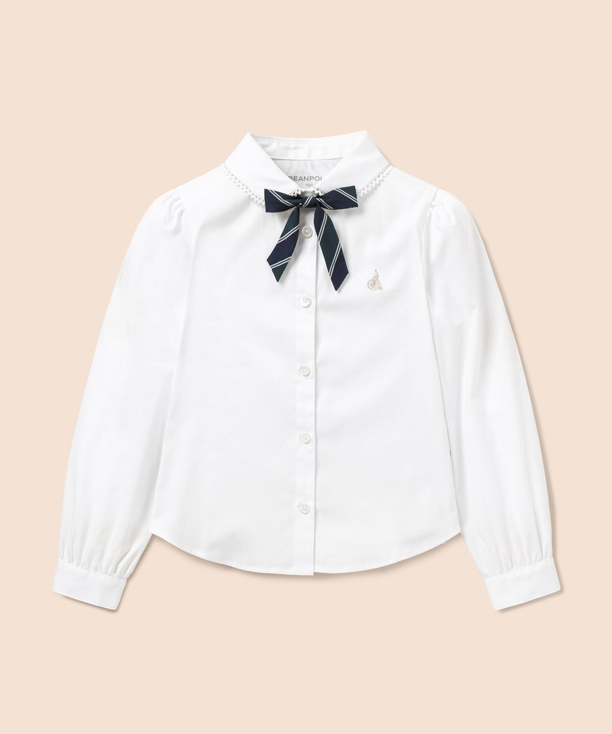빈폴 키즈(BEANPOLE KIDS) [Essential] 여아 옥스포드 셔츠 & 리본타이 세트  화이트 (BI6764GE11)