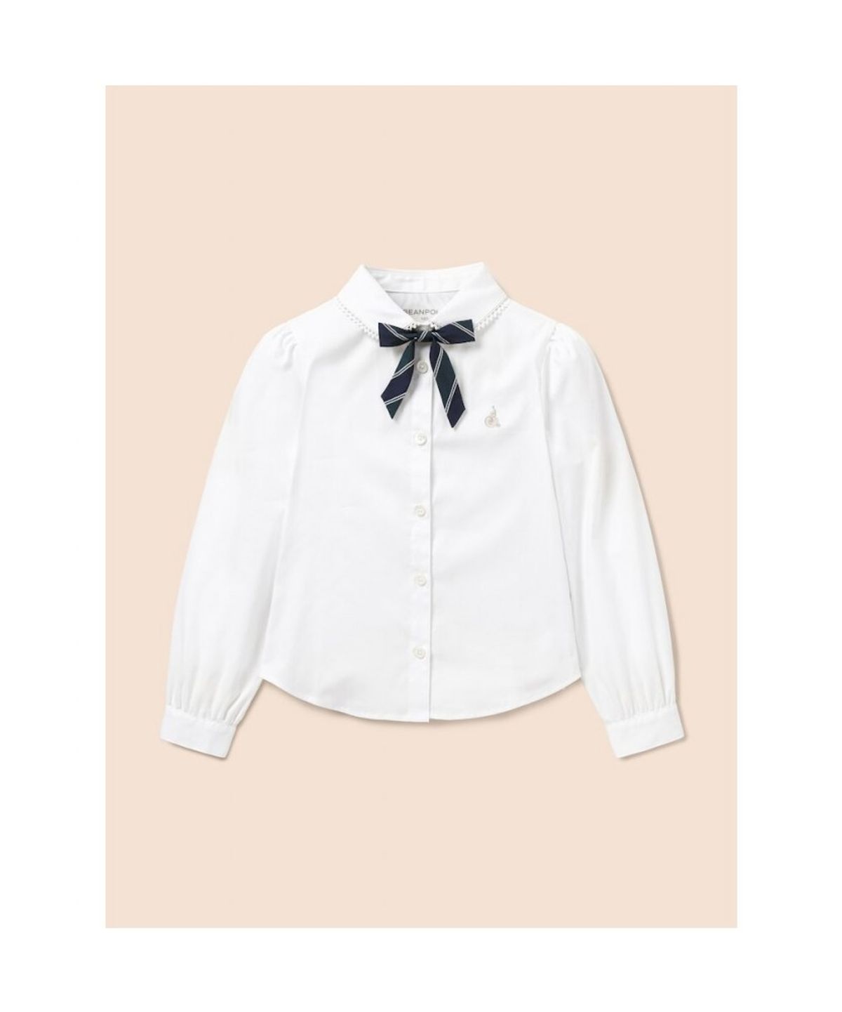 빈폴 키즈(BEANPOLE KIDS) [Essential] 여아 옥스포드 셔츠 & 리본타이 세트  화이트 (BI6764GE11)