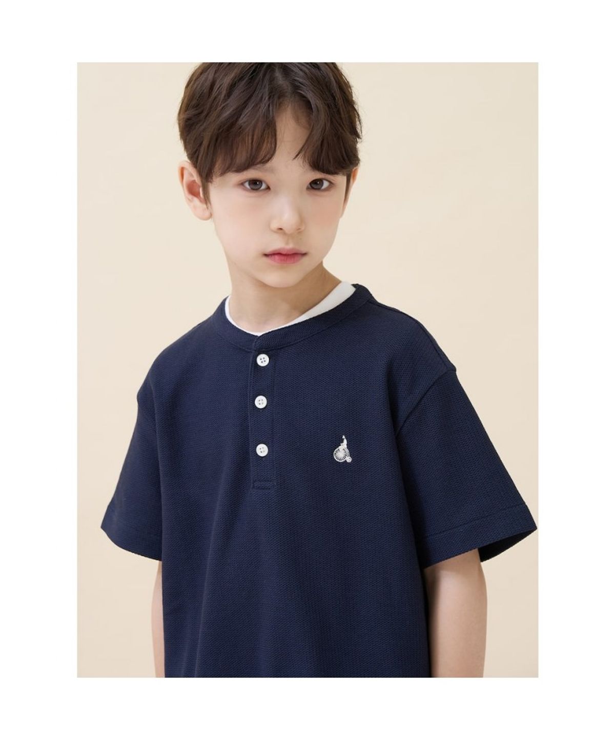 빈폴 키즈(BEANPOLE KIDS) 헨리넥 반팔 티셔츠  네이비 (BI6742U09R)