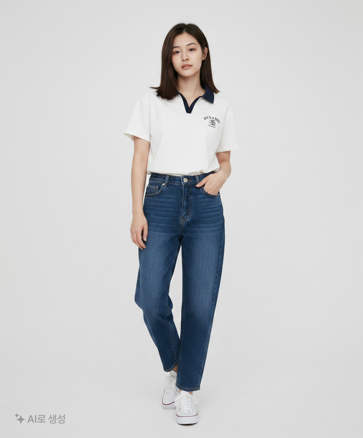 에잇세컨즈(8SECONDS) 배색 칼라 티셔츠  아이보리 (324442BY20) M