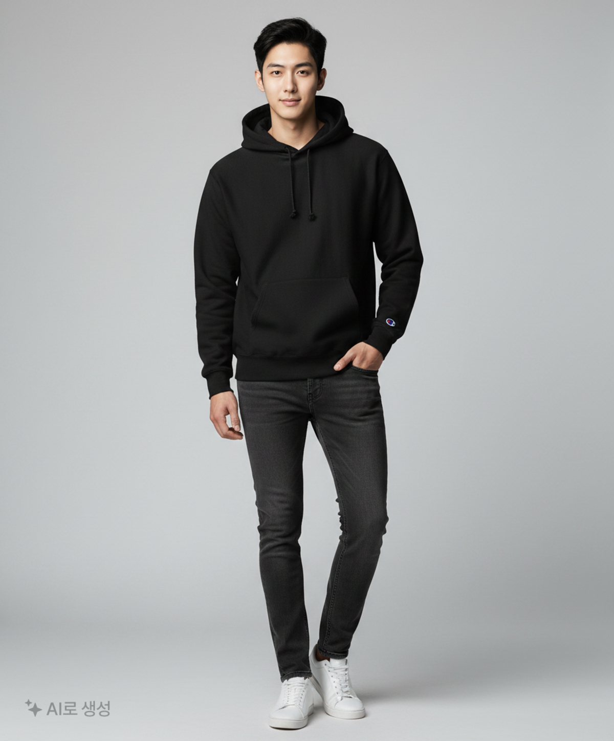 챔피온(CHAMPION) [S700BK] 더블 드라이 에코 플리스 풀업후드-블랙 XL