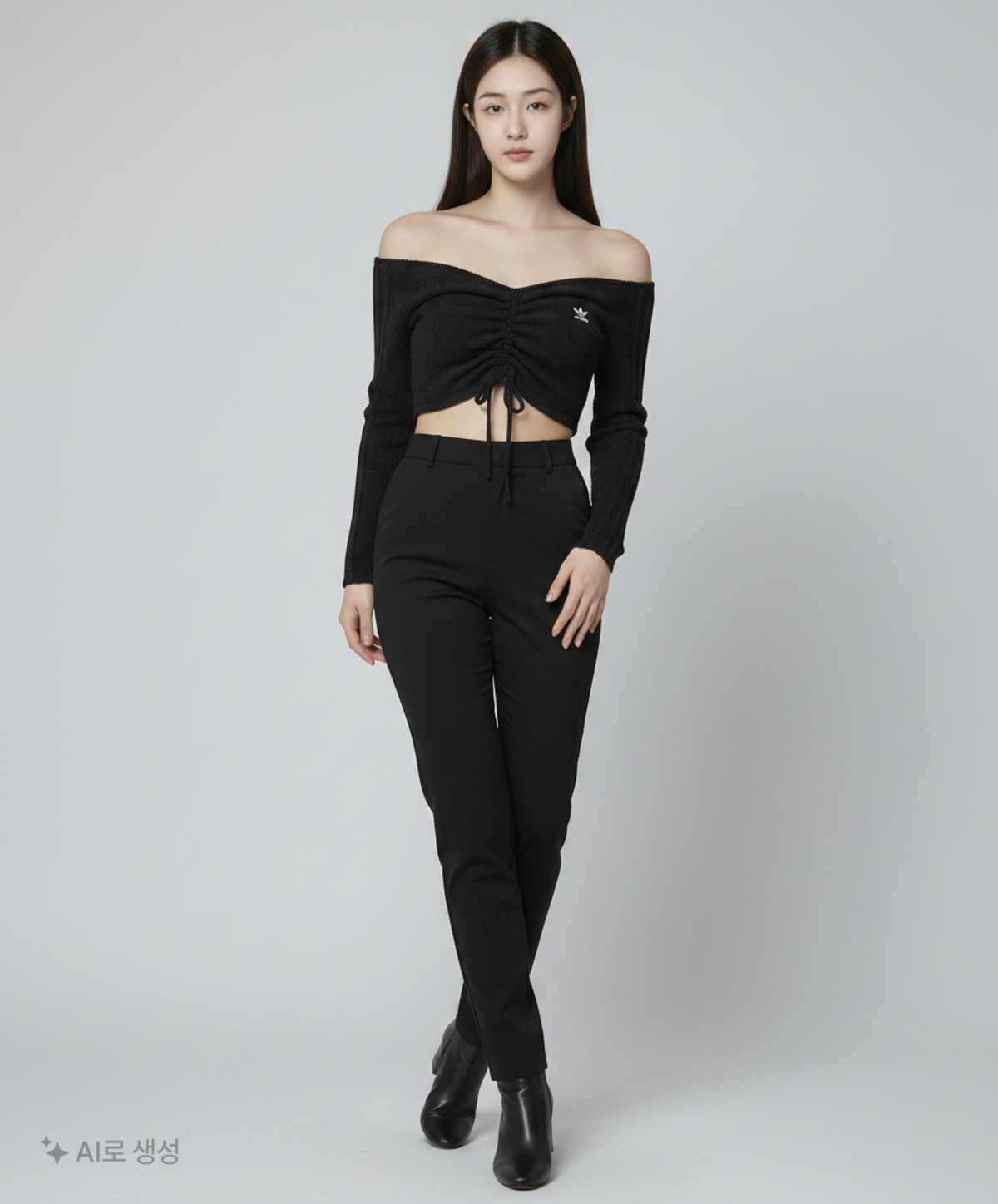 아디다스(ADIDAS) 부클레 크롭 탑 - 블랙 / H18834 XS