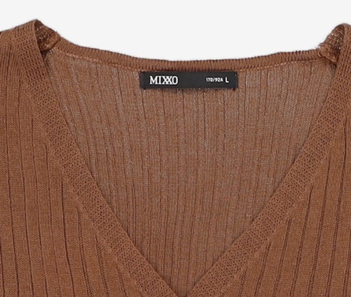 미쏘(MIXXO) 브이넥 골지 반팔 가디건 MIWCKC710T L
