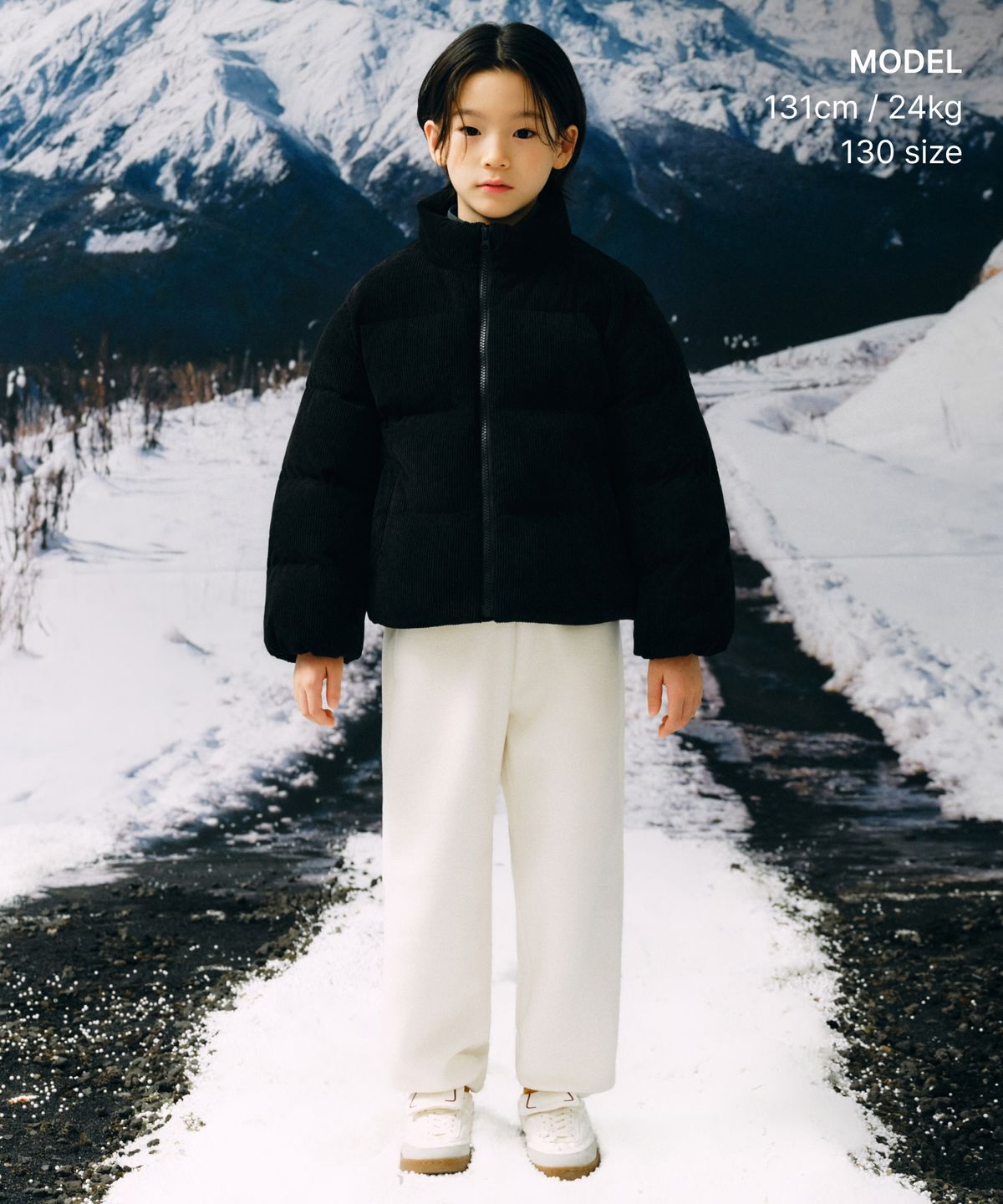 무신사 스탠다드 키즈(MUSINSA STANDARD KIDS) 데일리 푸퍼 코듀로이 숏 패딩 재킷 [블랙]