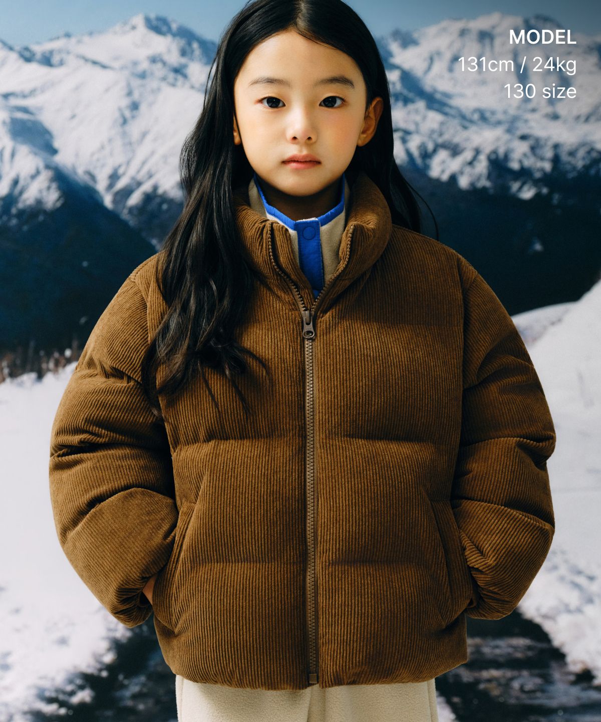 무신사 스탠다드 키즈(MUSINSA STANDARD KIDS) 데일리 푸퍼 코듀로이 숏 패딩 재킷 [바로크 브라운]