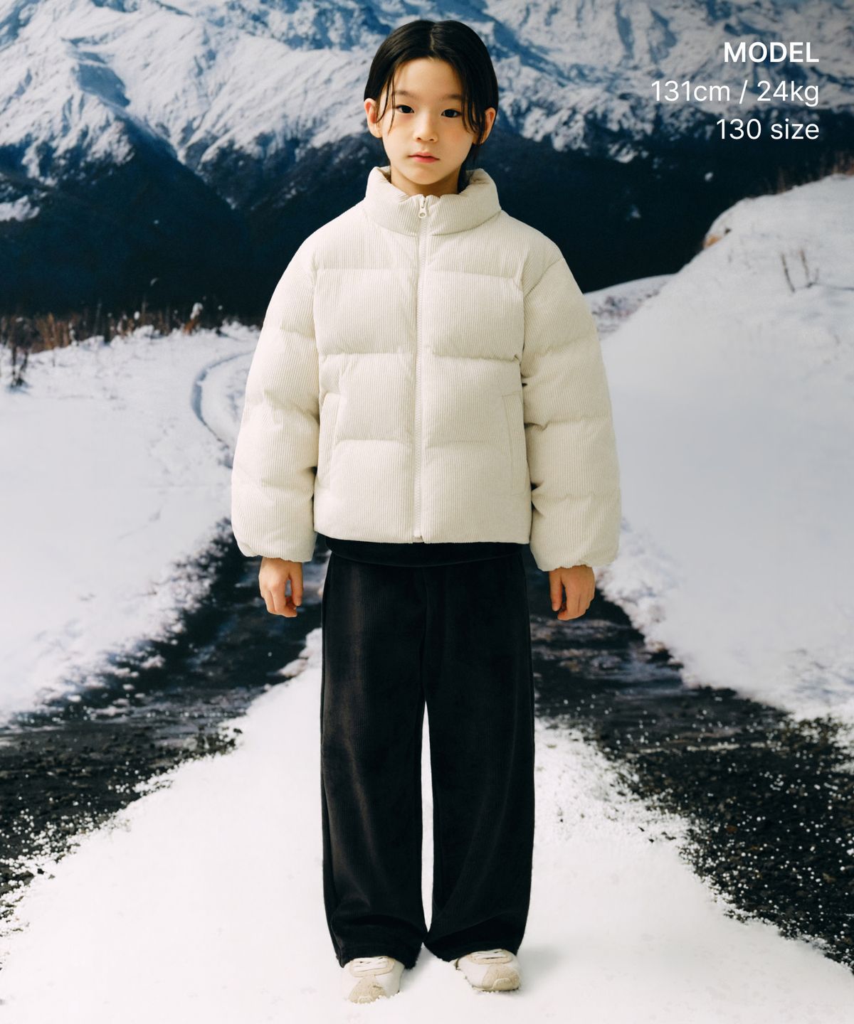 무신사 스탠다드 키즈(MUSINSA STANDARD KIDS) 데일리 푸퍼 코듀로이 숏 패딩 재킷 [크림]