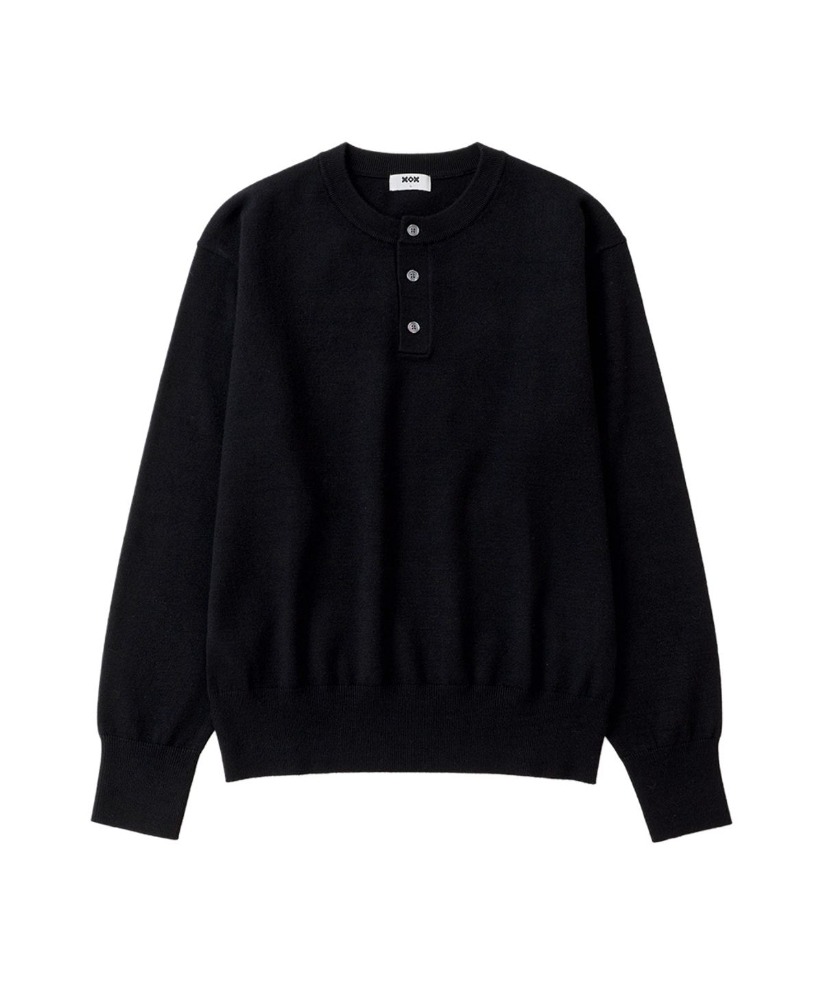 엑스오엑스(XOX) 에센셜 헨리넥 크롭 니트[BLACK]