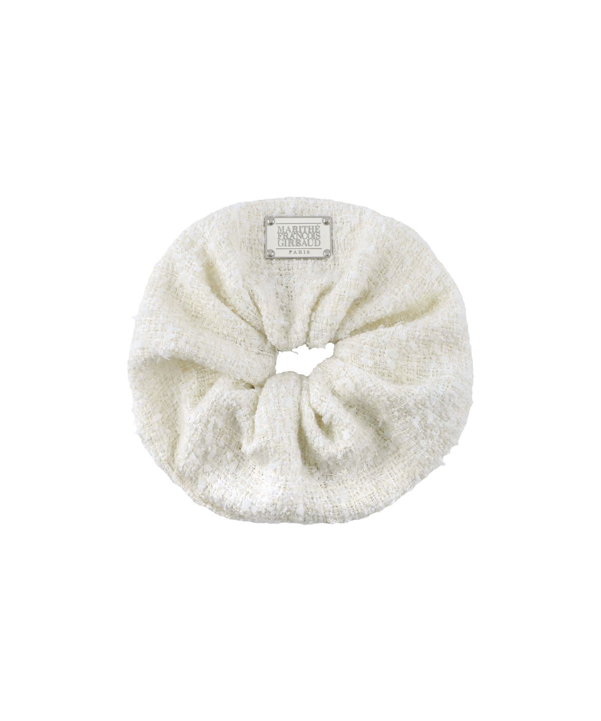 마리떼 프랑소와 저버(MARITHÉ + FRANҪOIS GIRBAUD) CLASSIC LOGO TWEED BIG SCRUNCHIE ivory