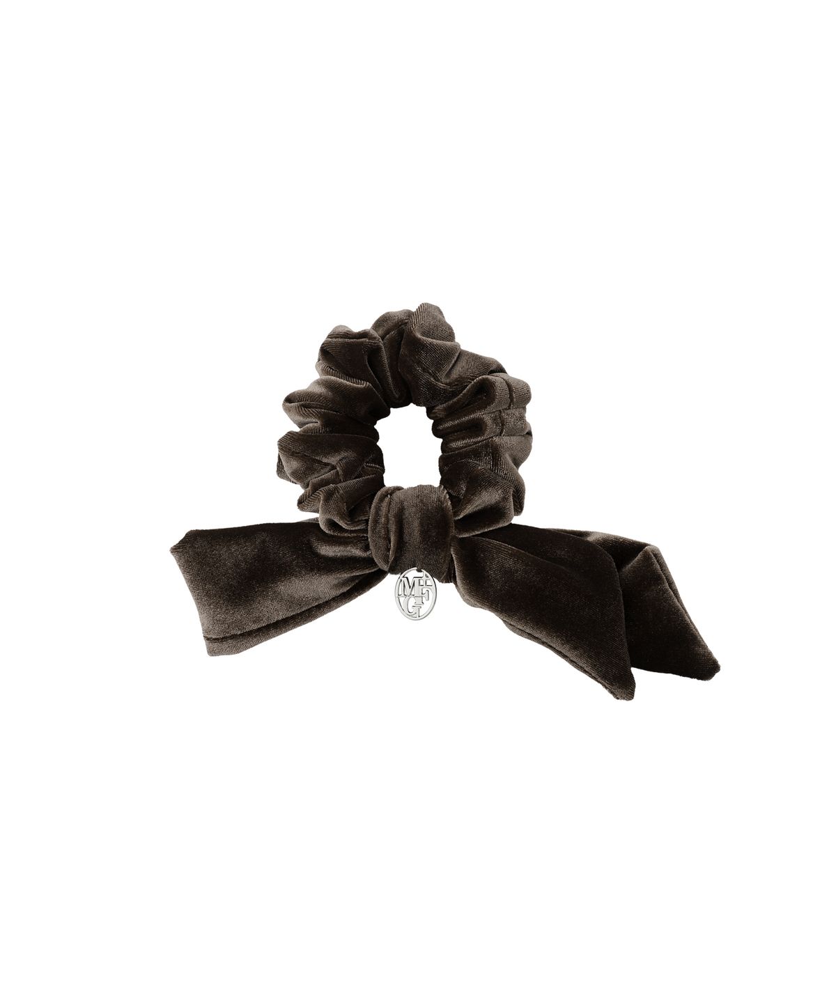 마리떼 프랑소와 저버(MARITHÉ + FRANҪOIS GIRBAUD) CIRCLE LOGO BIG RIBBON VELVET SCRUNCHIE brown