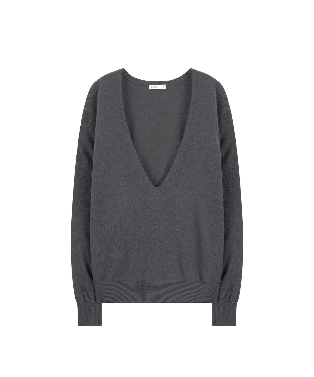 페플리(PEPLEE) Deep V-neck Knit (Charcoal)