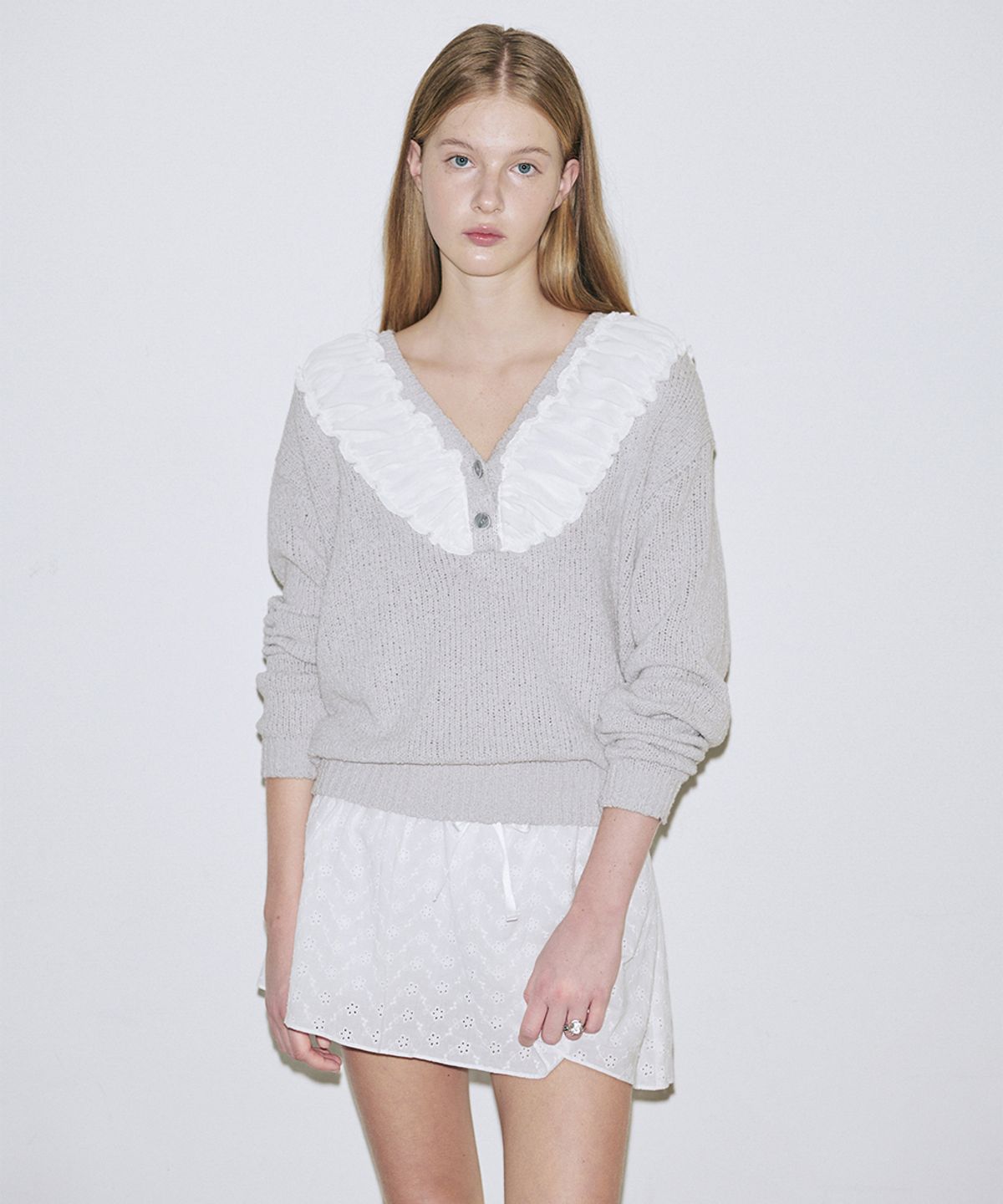 시눈(SINOON) Chiffon Shirring Knit (Grey)