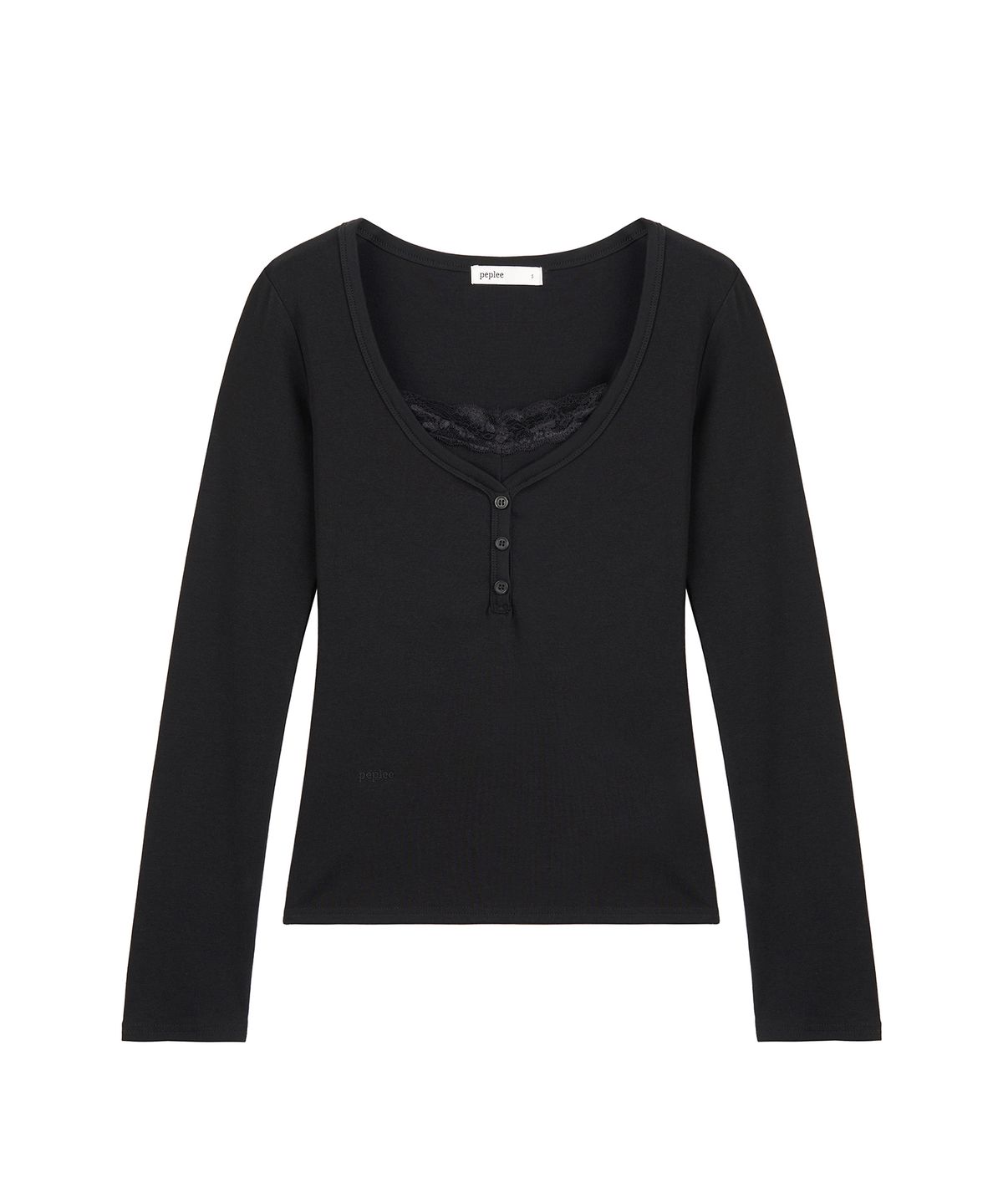 페플리(PEPLEE) Lace Layered Long Sleeve (Black)
