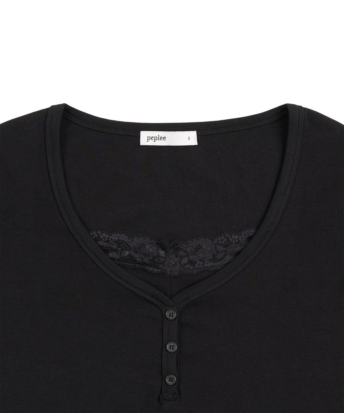페플리(PEPLEE) Lace Layered Long Sleeve (Black)