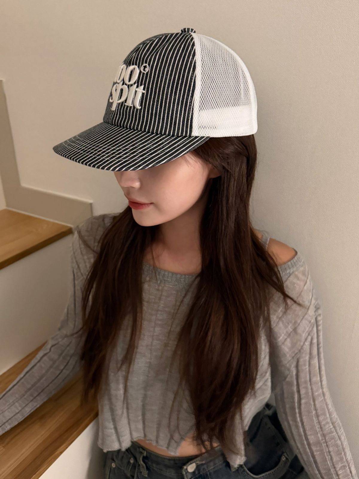 투에스핏(TOOSPIT) Stripe Mesh Cap (Black)