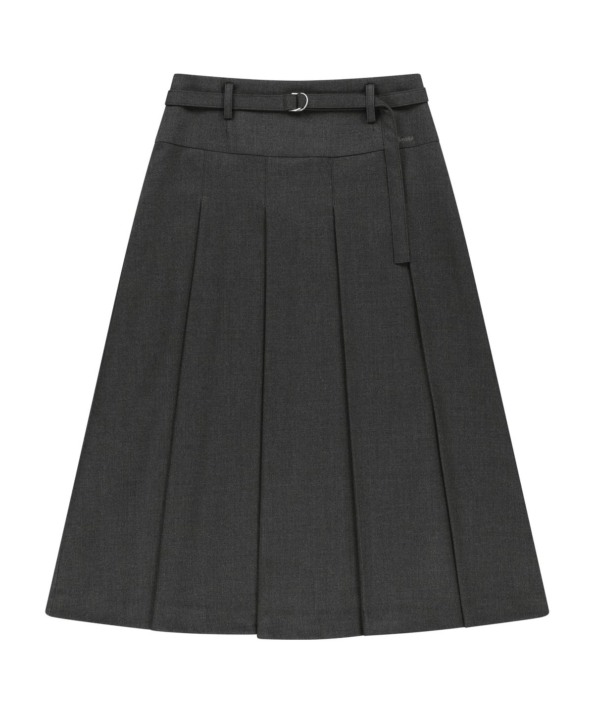 마리떼 프랑소와 저버(MARITHÉ + FRANҪOIS GIRBAUD) W BELTED PLEATS MIDI SKIRT charcoal