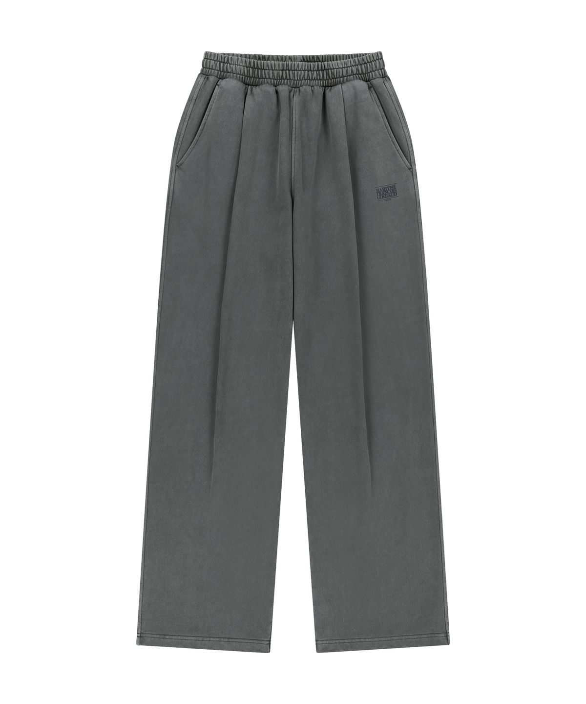 마리떼 프랑소와 저버(MARITHÉ + FRANҪOIS GIRBAUD) CRACK CLASSIC LOGO DYEING ONE TUCK WIDE SWEAT PANTS charcoal