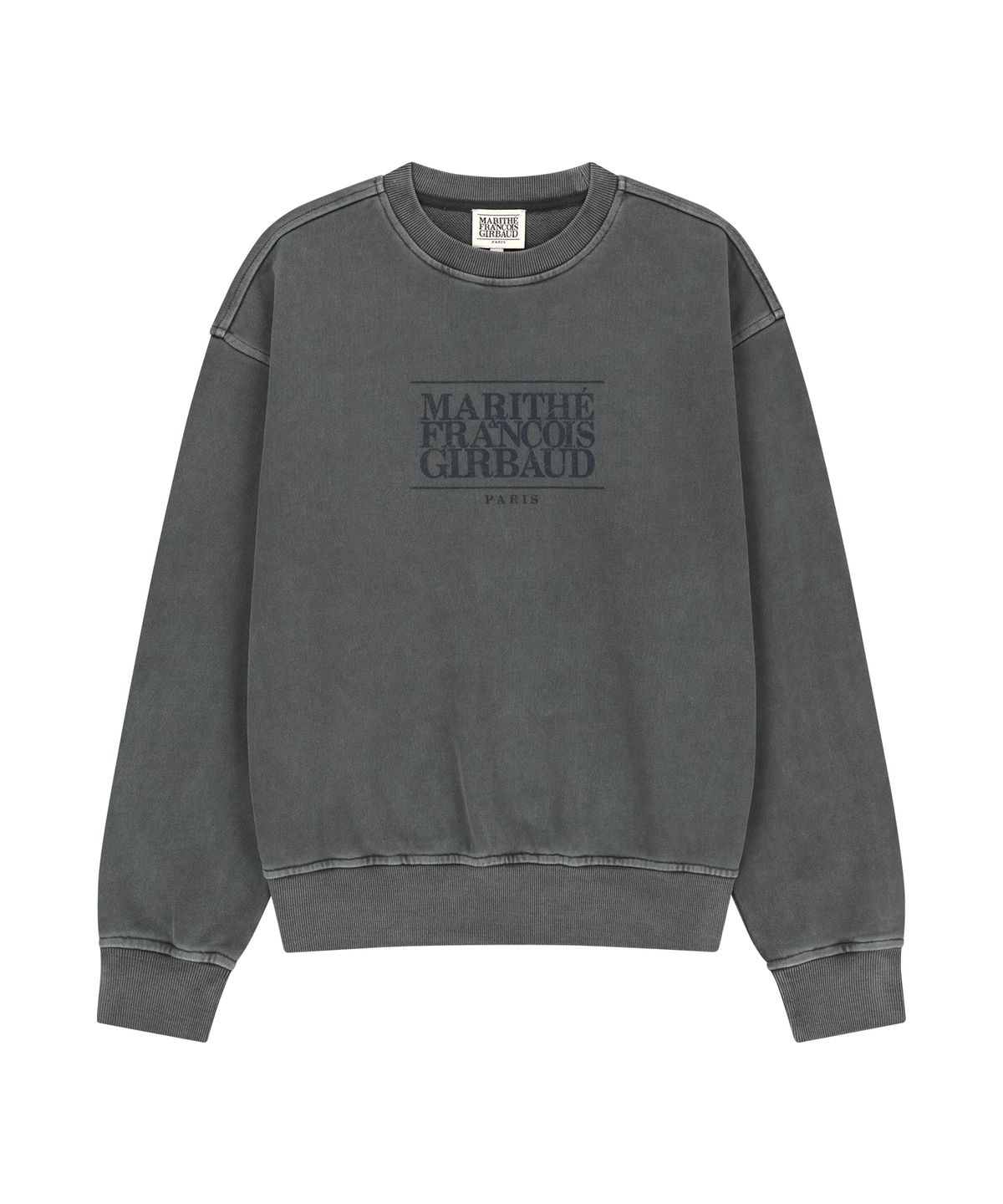 마리떼 프랑소와 저버(MARITHÉ + FRANҪOIS GIRBAUD) CRACK CLASSIC LOGO DYEING OVERSIZED SWEATSHIRT charcoal