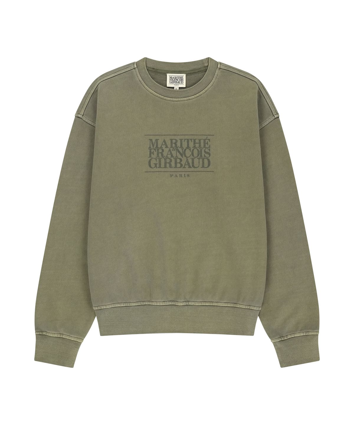 마리떼 프랑소와 저버(MARITHÉ + FRANҪOIS GIRBAUD) CRACK CLASSIC LOGO DYEING OVERSIZED SWEATSHIRT khaki