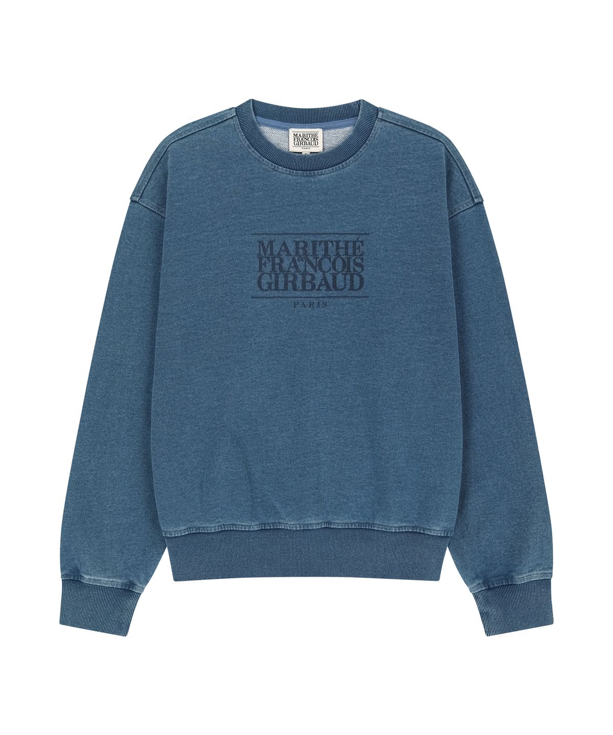 마리떼 프랑소와 저버(MARITHÉ + FRANҪOIS GIRBAUD) CRACK CLASSIC LOGO DYEING OVERSIZED SWEATSHIRT blue