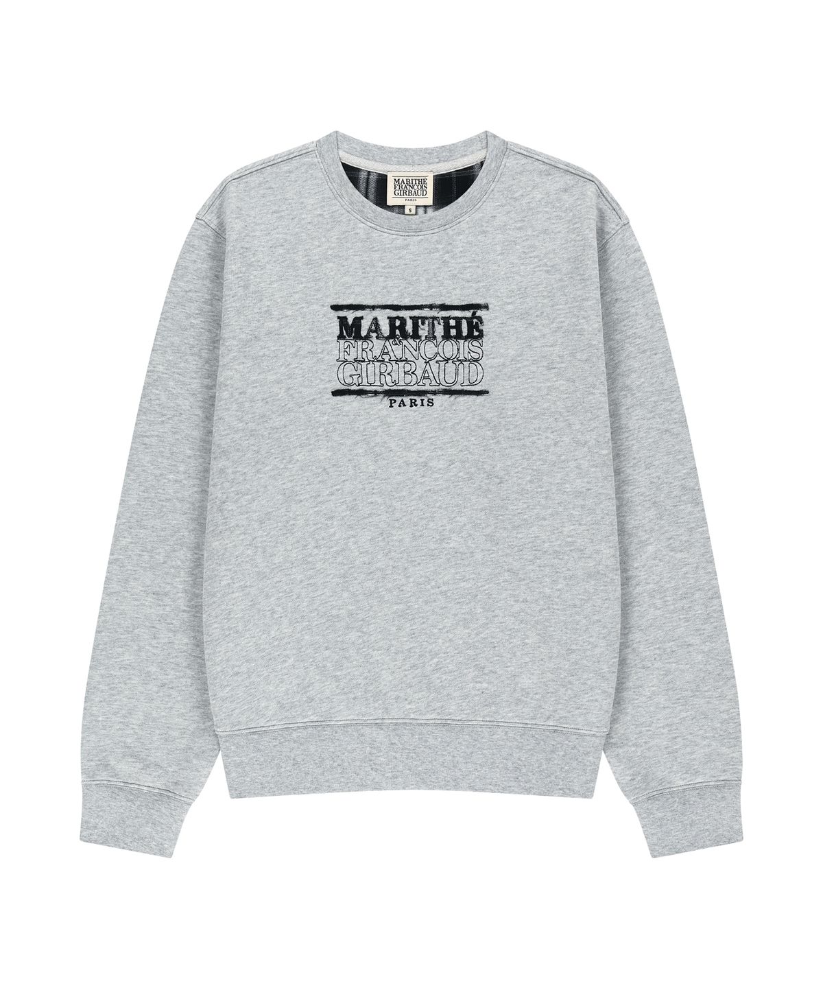 마리떼 프랑소와 저버(MARITHÉ + FRANҪOIS GIRBAUD) [REGEN] CLASSIC LOGO CHECK APPLIQUE SWEATSHIRT heather gray